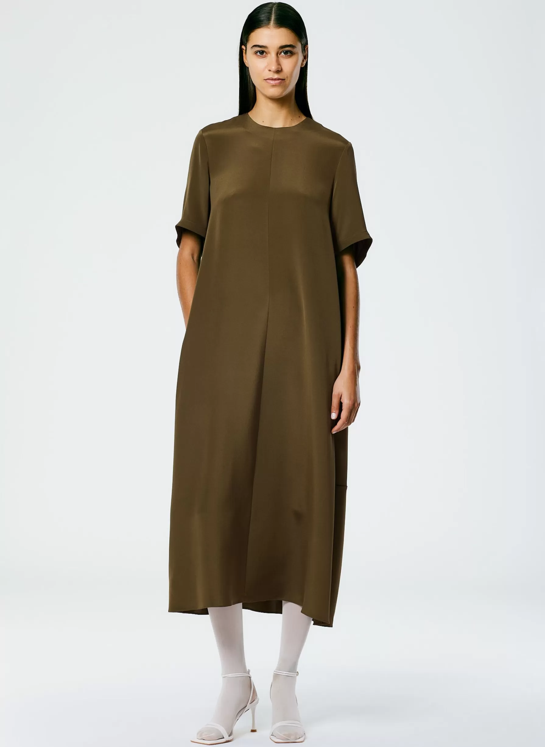 Tibi 4 Ply Silk T-Shirt Dress Wood Cheap