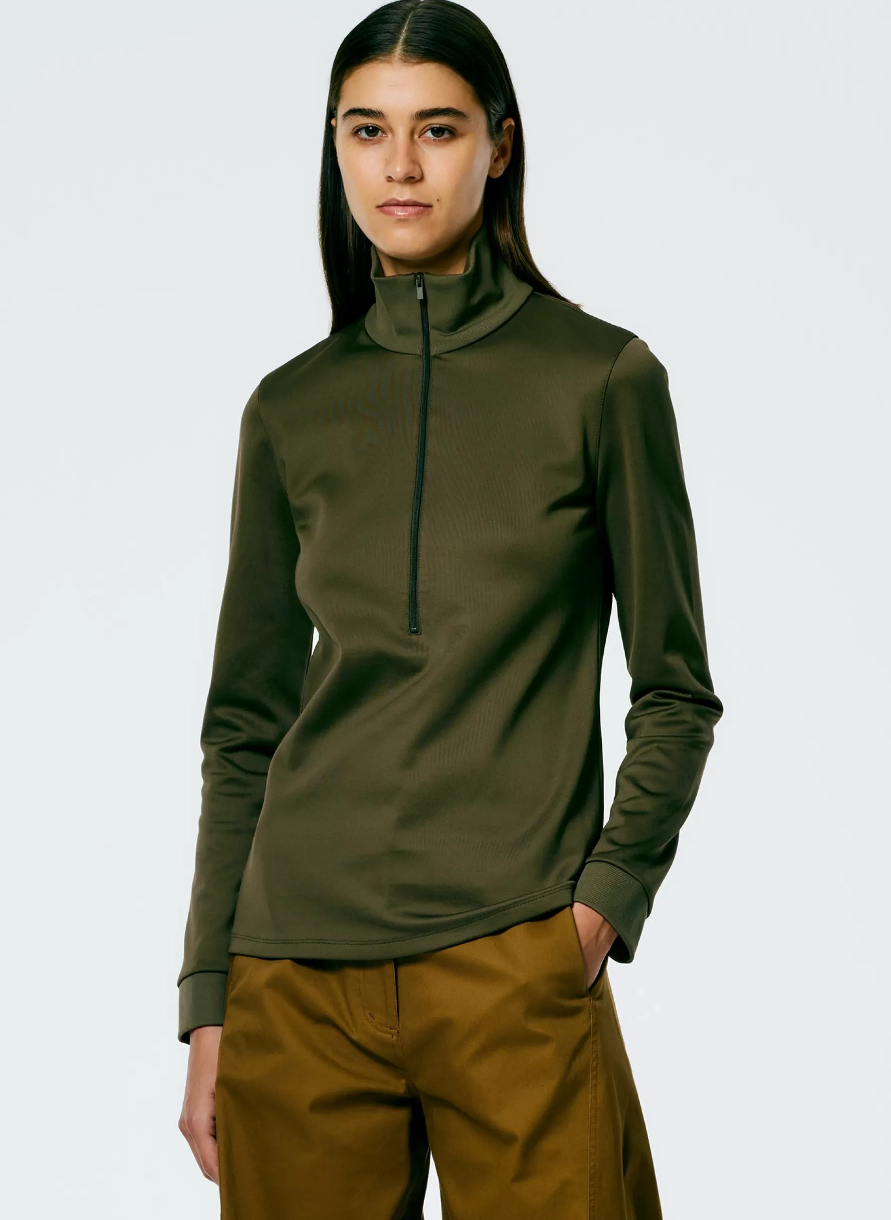 Tibi Active Knit Slim Sporty Top Wood Flash Sale