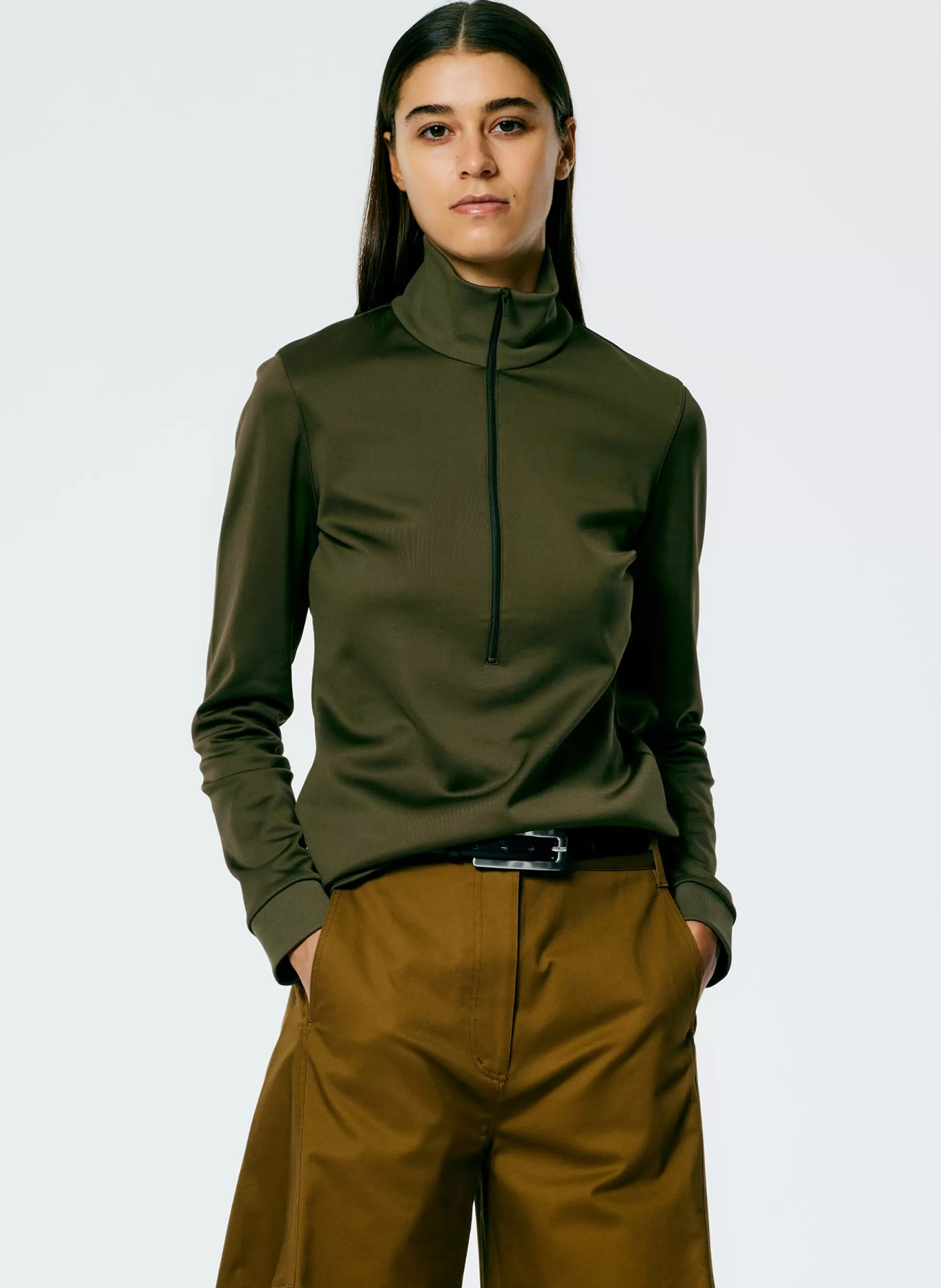 Tibi Active Knit Slim Sporty Top Wood Flash Sale