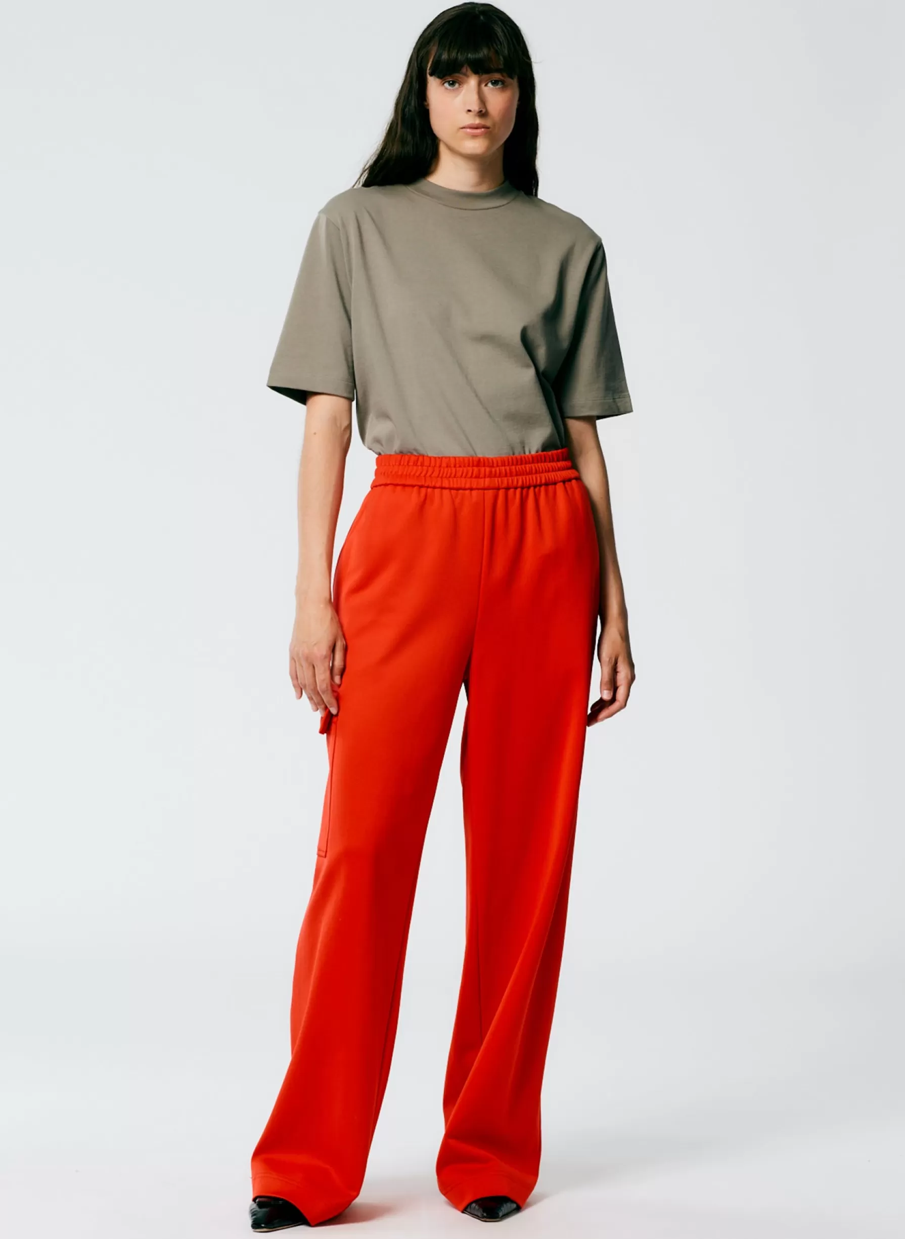 Tibi Active Knit Wide Leg Pull On Pant Red Online