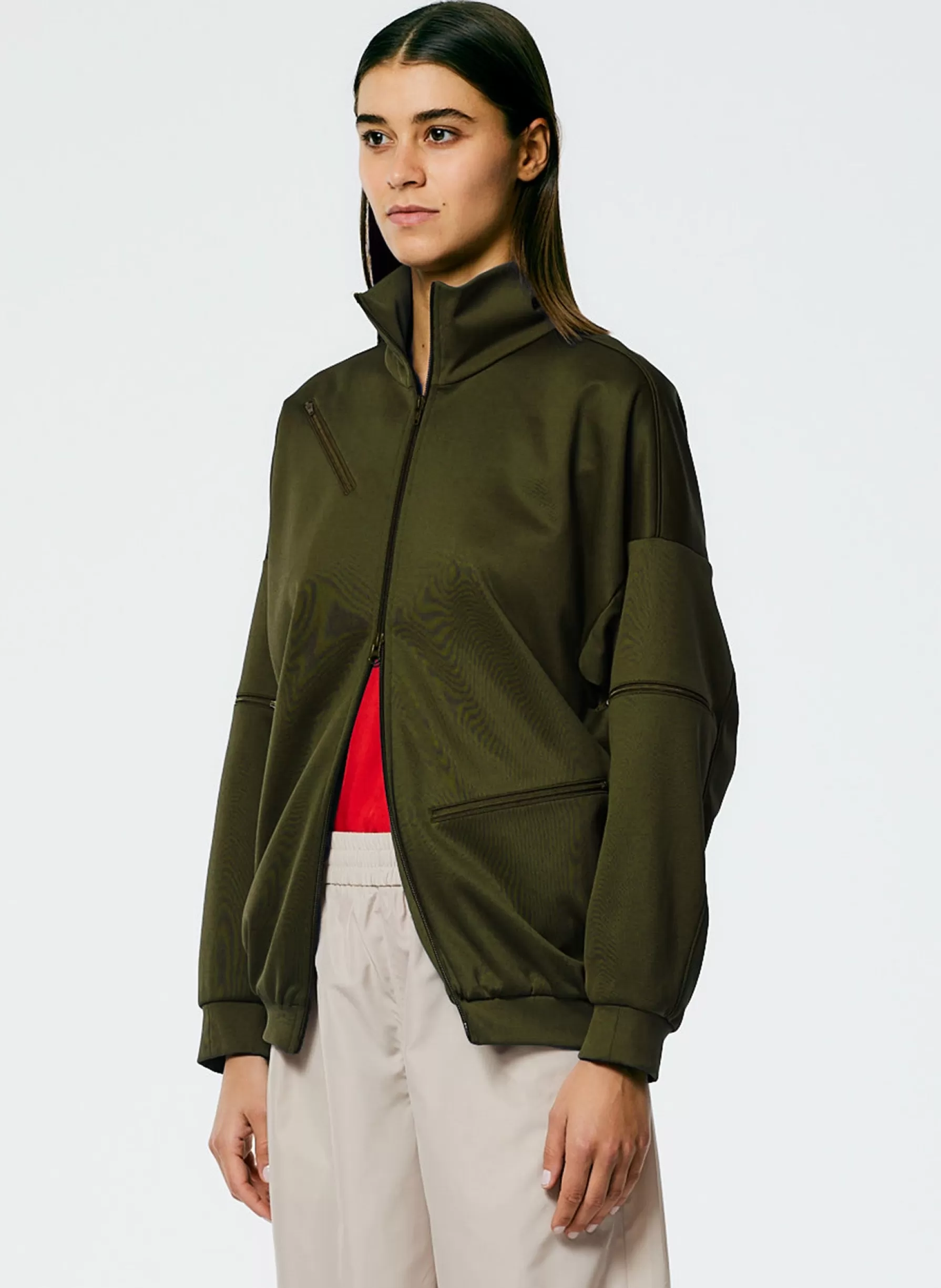 Tibi Active Knit Zipper Detailed Track Jacket Wood Cheap