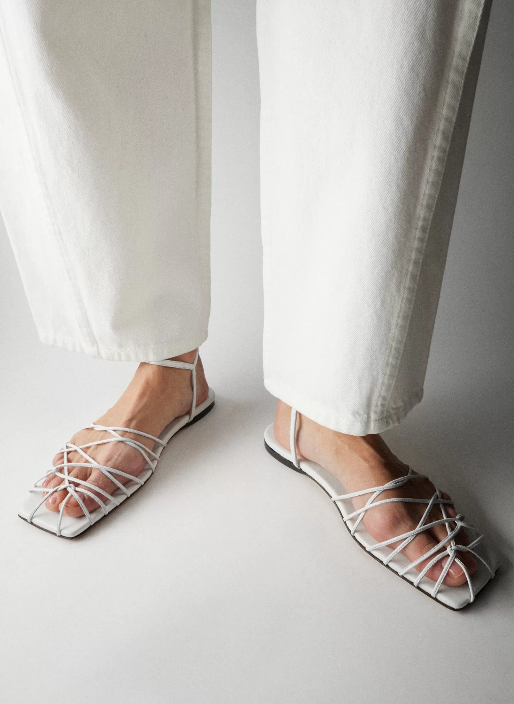 Tibi Berneice Kidskin Sandal Optic White Fashion