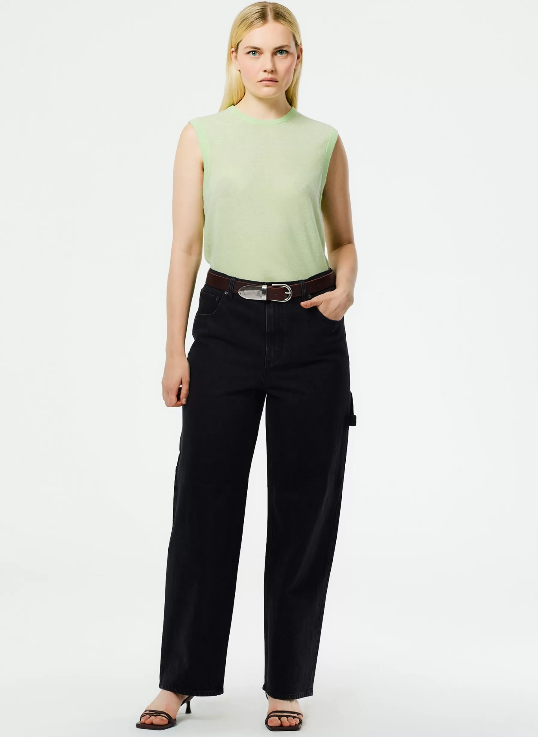 Tibi Denim Slouchy Carpenter Jean Black Flash Sale