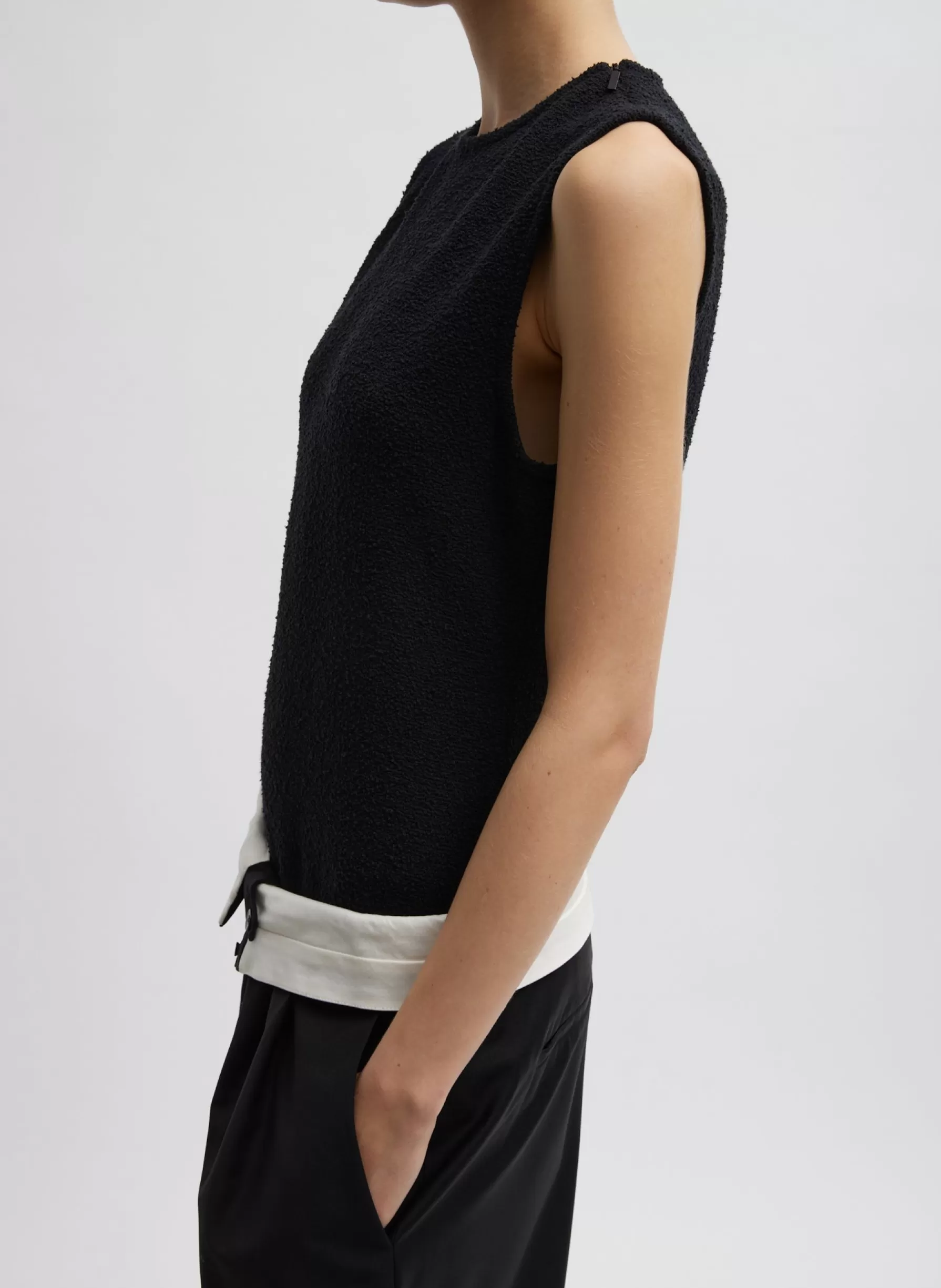 Tibi Boucle Knit Sleeveless Top Black Hot