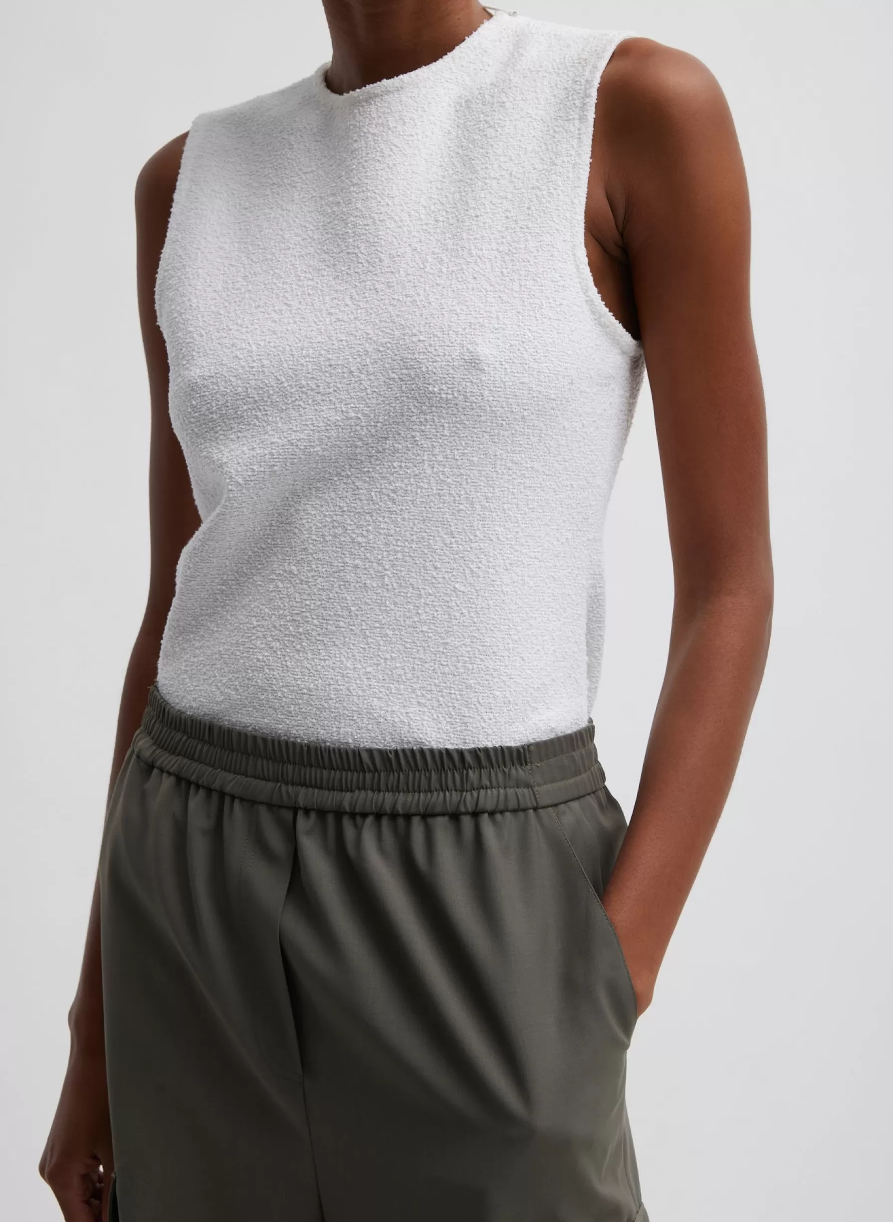 Tibi Boucle Knit Sleeveless Top White Clearance