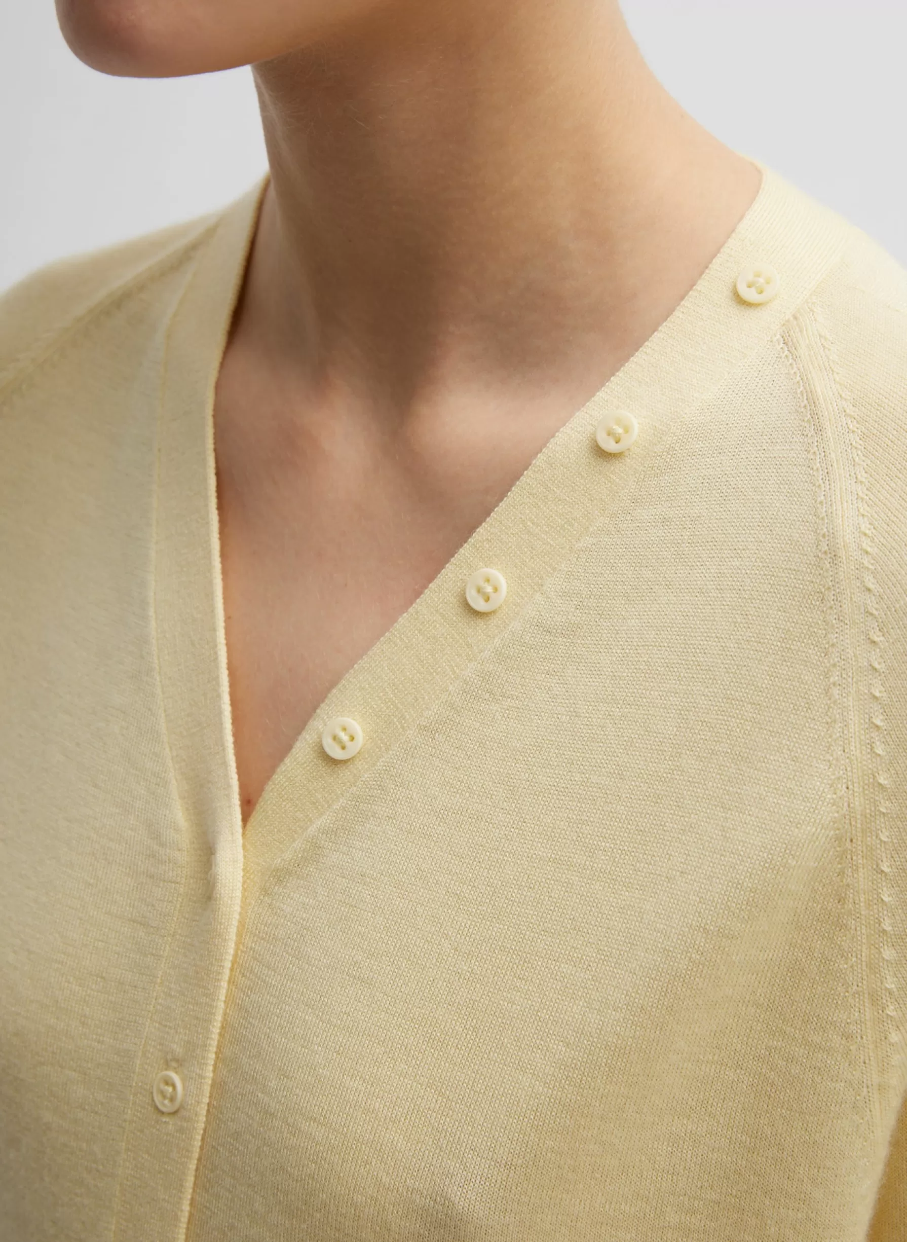 Tibi Cashmere Silk Blend Slim Cardigan Lemon Ice Clearance