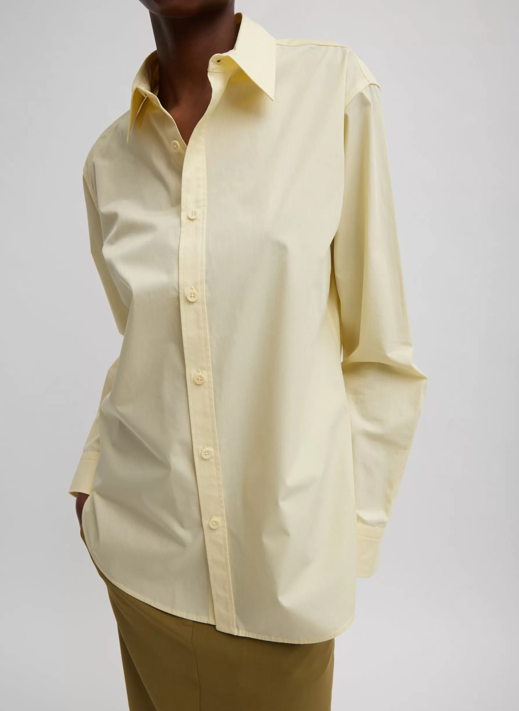 Tibi Charlie Men's Slim Shirt Lemon Ice Shop