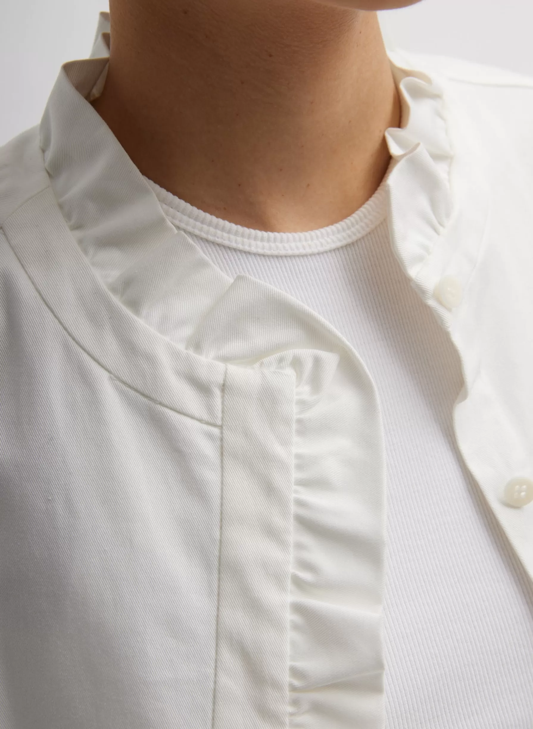 Tibi Chino Holly Bracelet Sleeve Shirt White Online