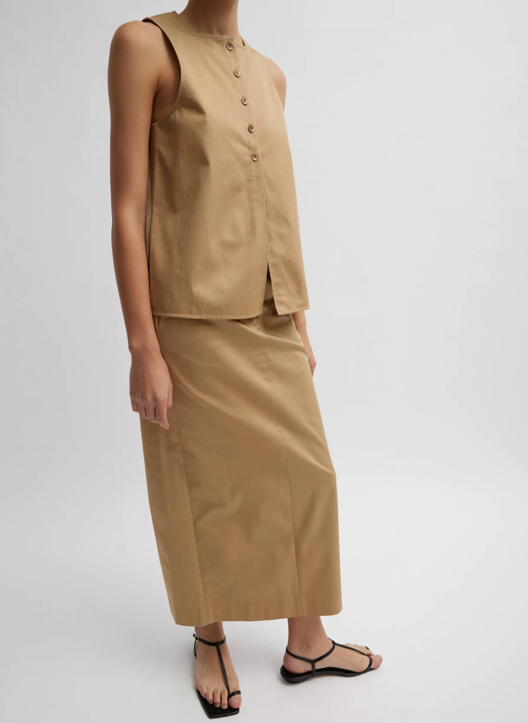 Tibi Chino Maxi Skirt Tan Flash Sale