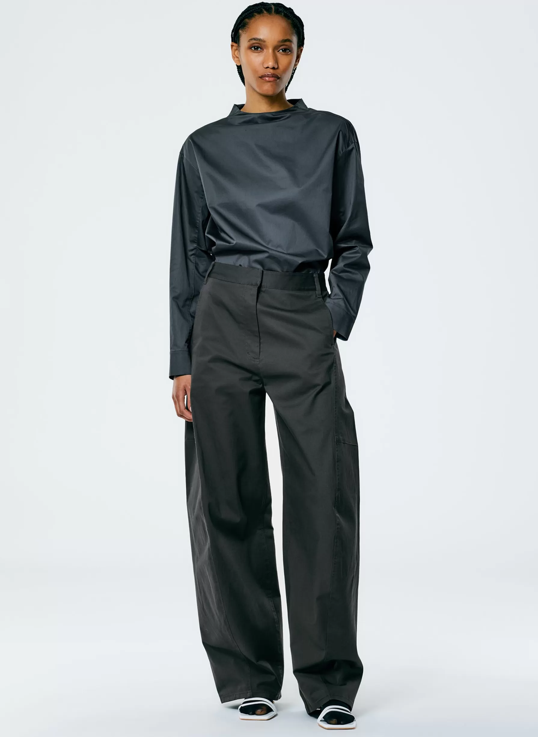 Tibi Chino Sid Pant - Petite Grey Shop