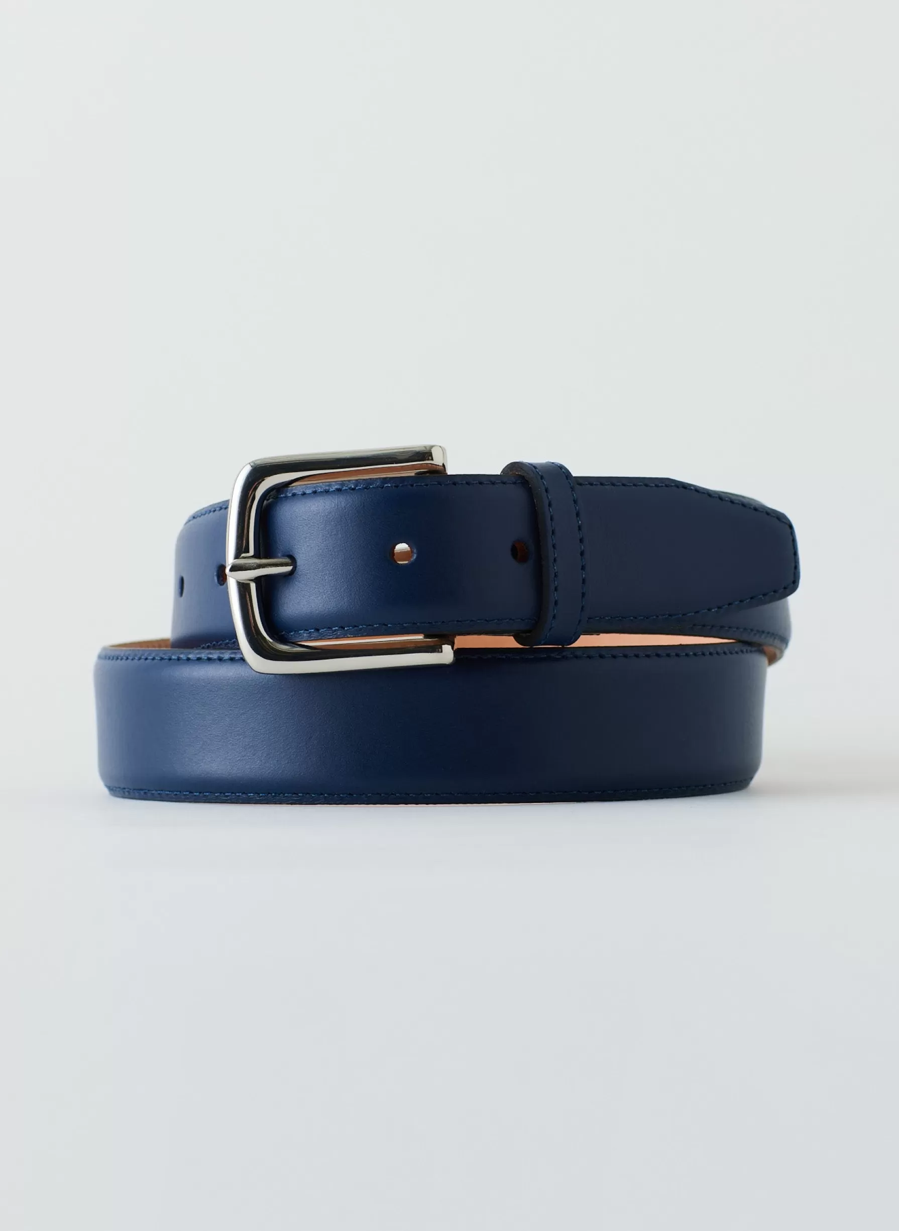 Tibi Classic Men's Leather Belt Ultramarine Blue Fashion