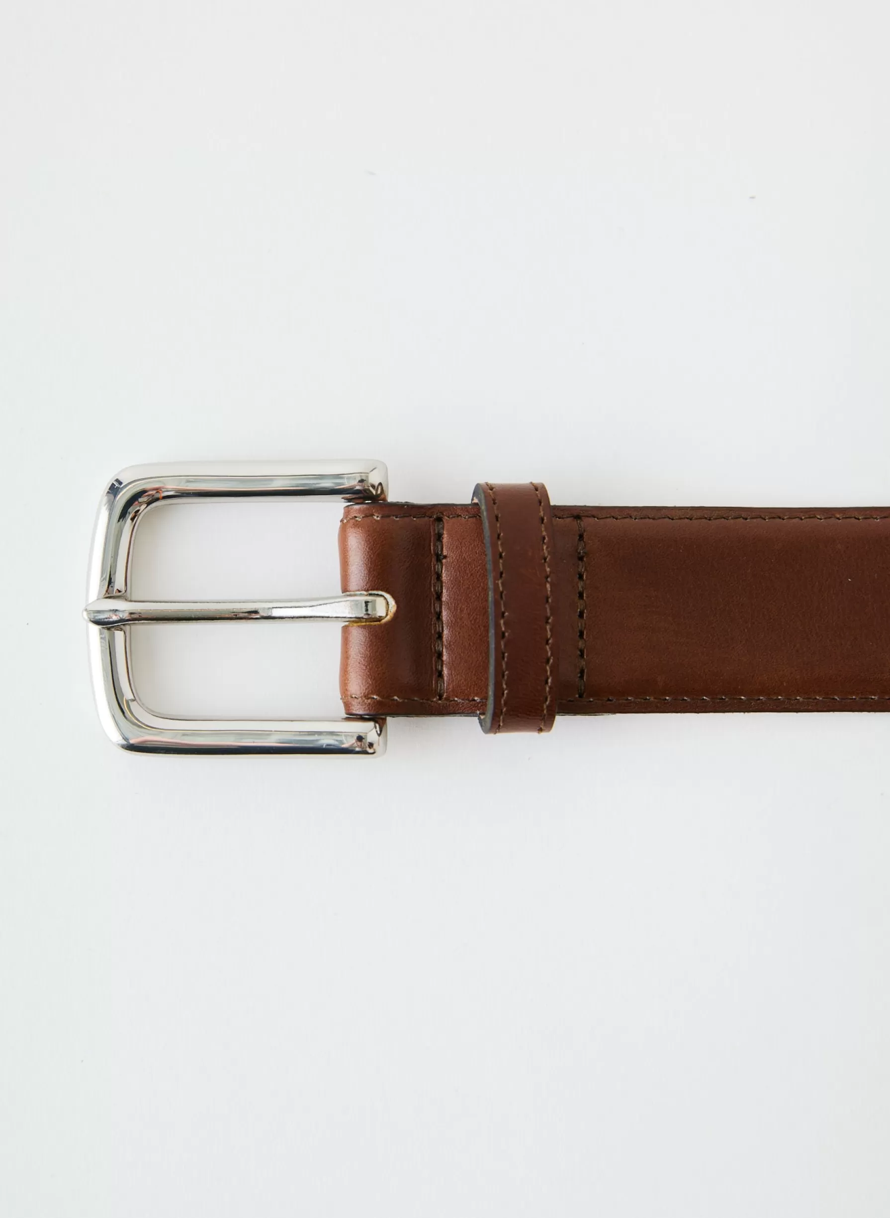 Tibi Classic Men's Leather Belt Brown Clearance