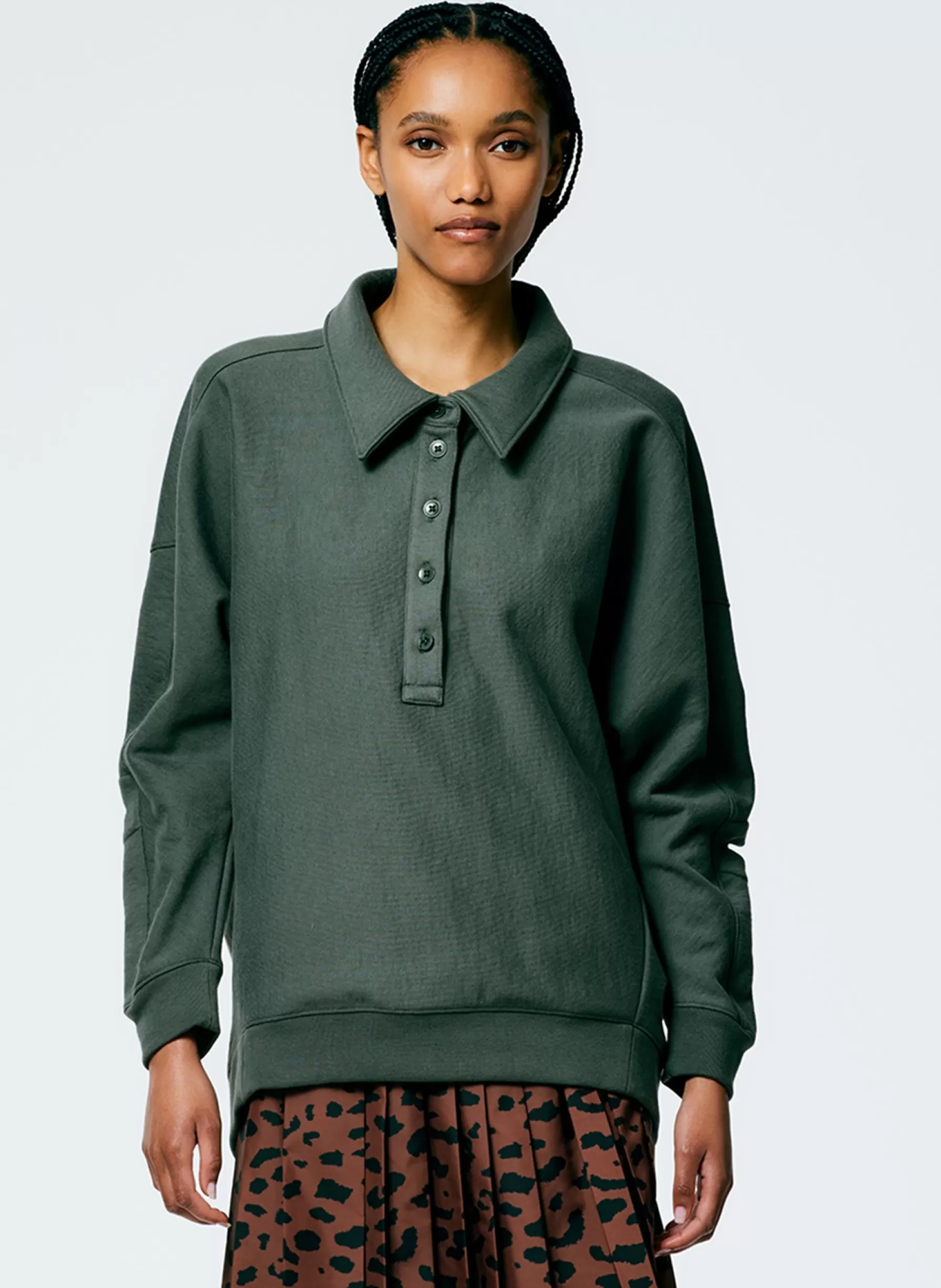 Tibi Cocoon Crewneck Sweatshirt Grey Pine Fashion