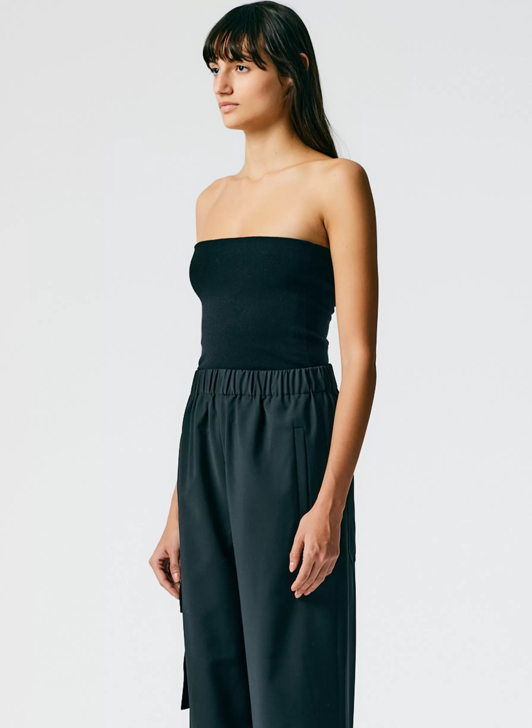 Tibi Compact Stretch Cashmere Tube Top Black Hot