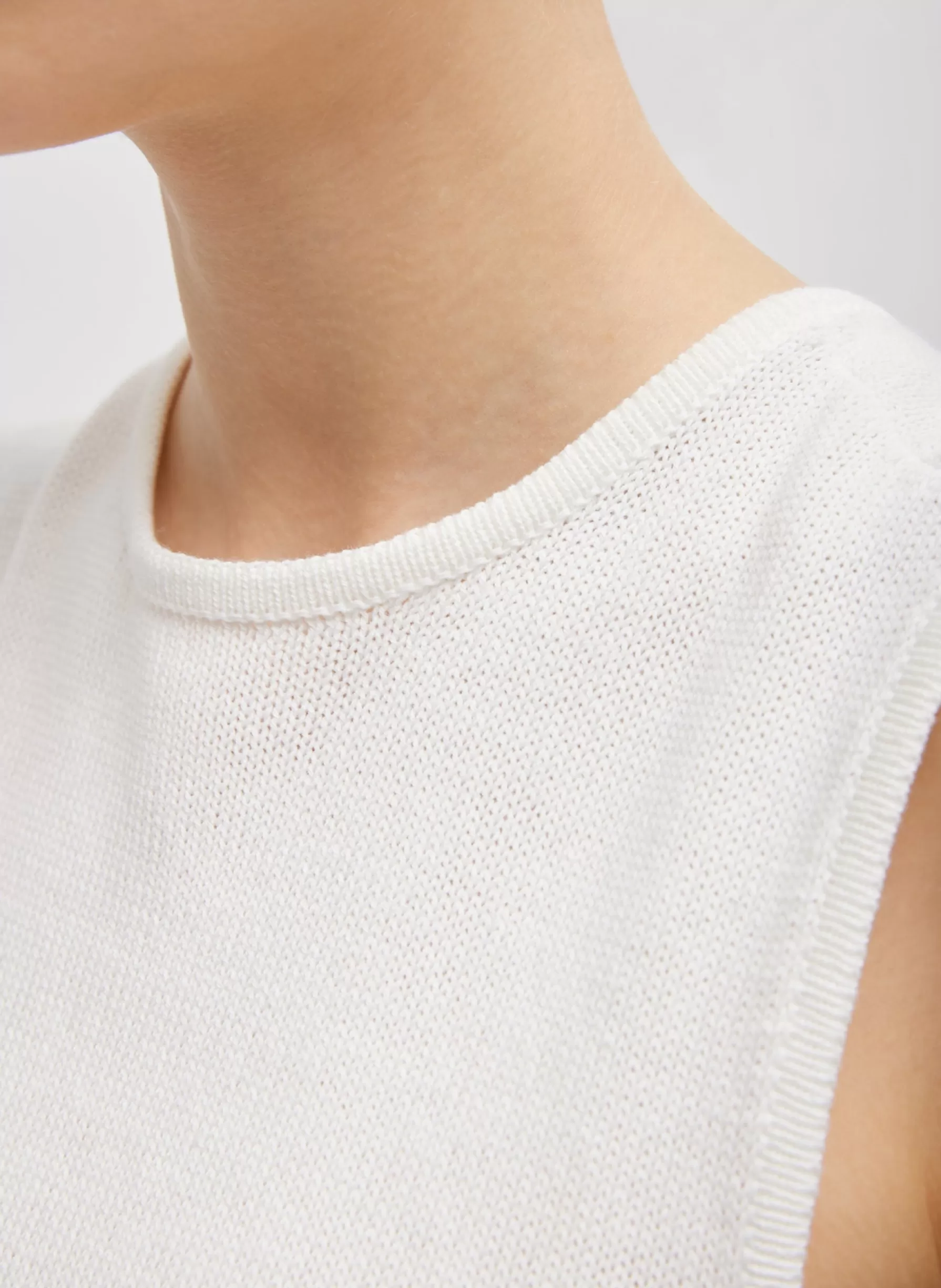 Tibi Cotton Criss Cross Sleeveless Sweater White Sale