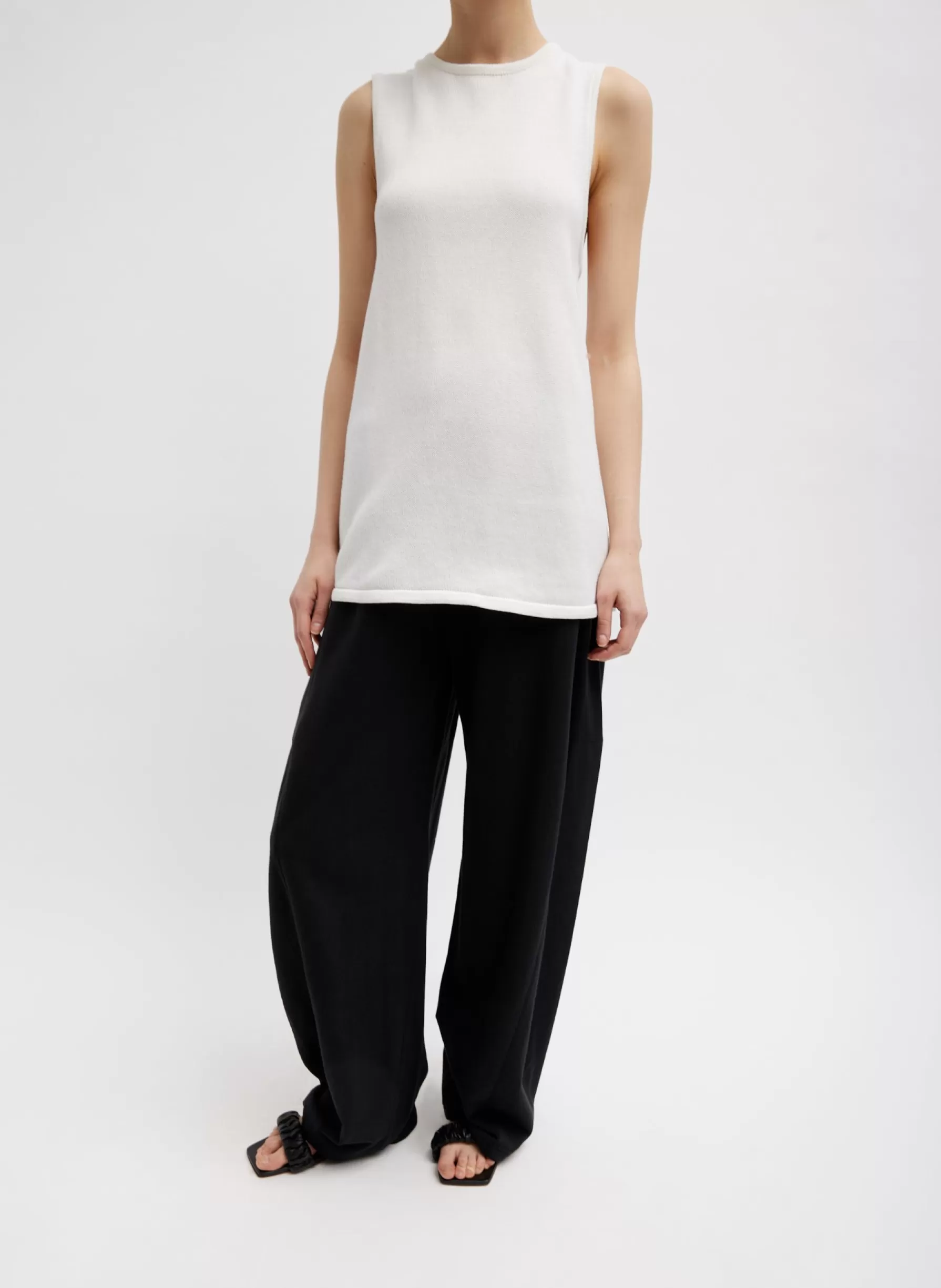 Tibi Cotton Criss Cross Sleeveless Sweater White Sale