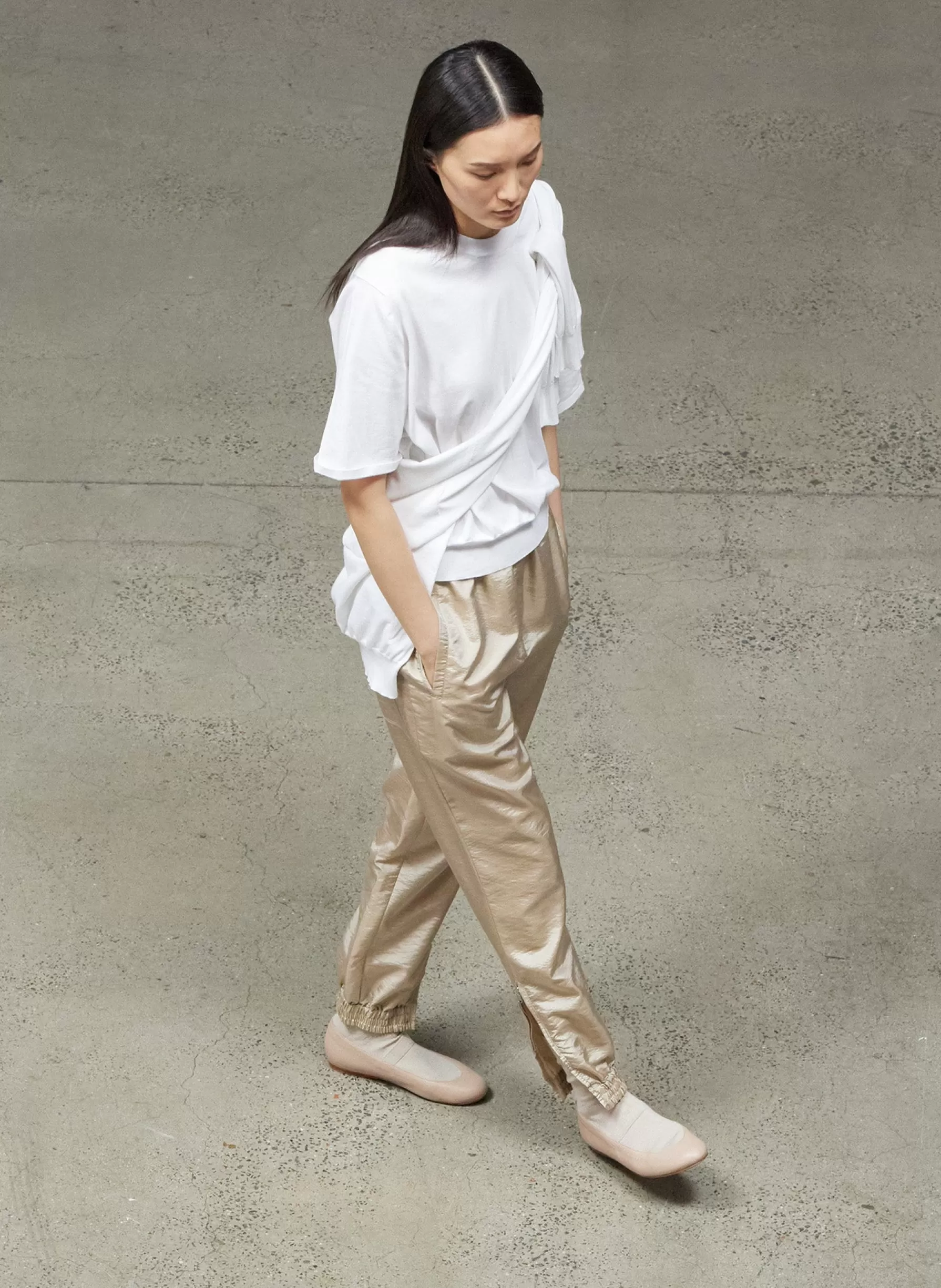 Tibi Crispy Nylon Kat Jogger Desert Sand Flash Sale