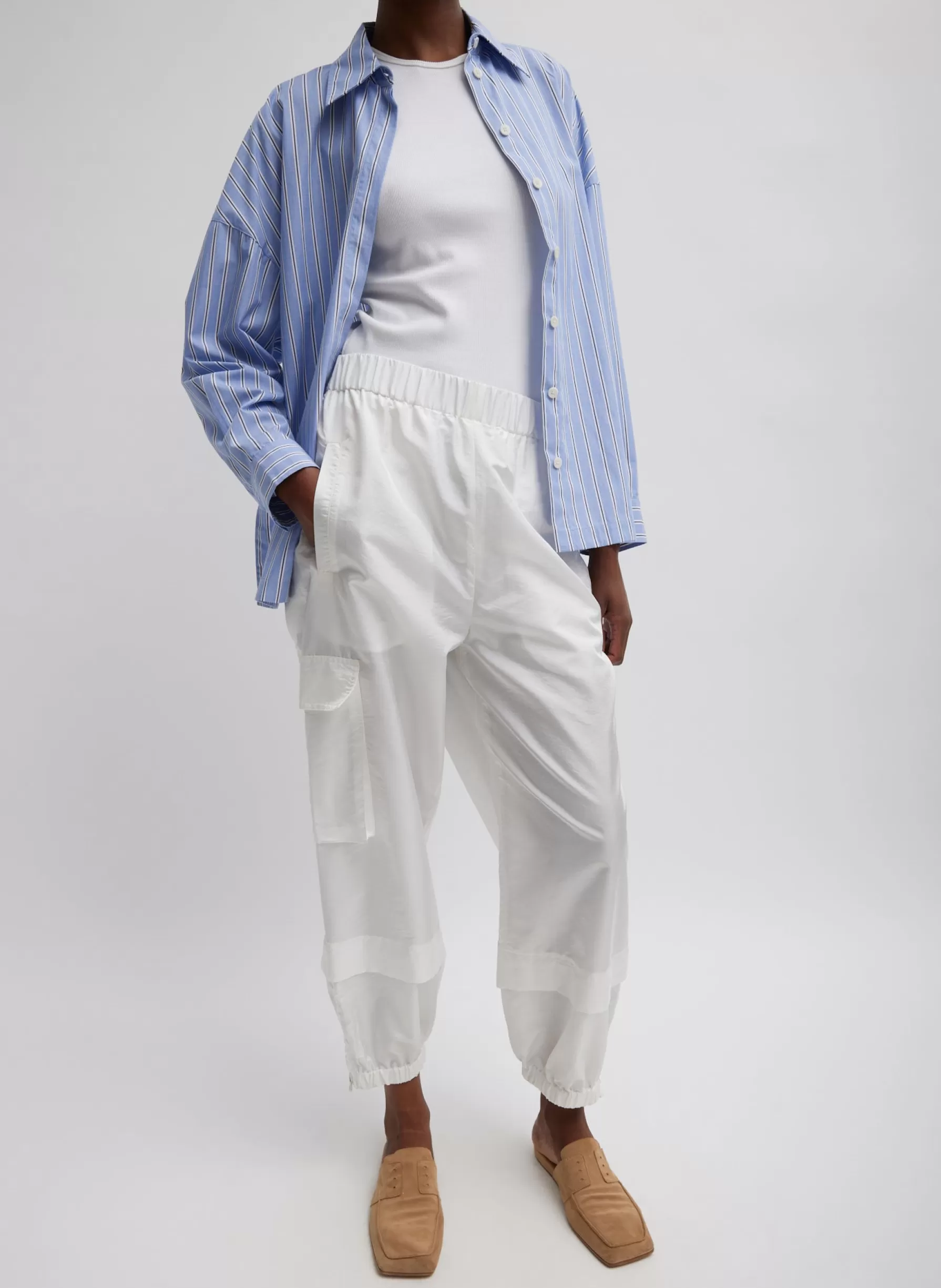 Tibi Crispy Nylon Wilt Pull On Jogger White Store