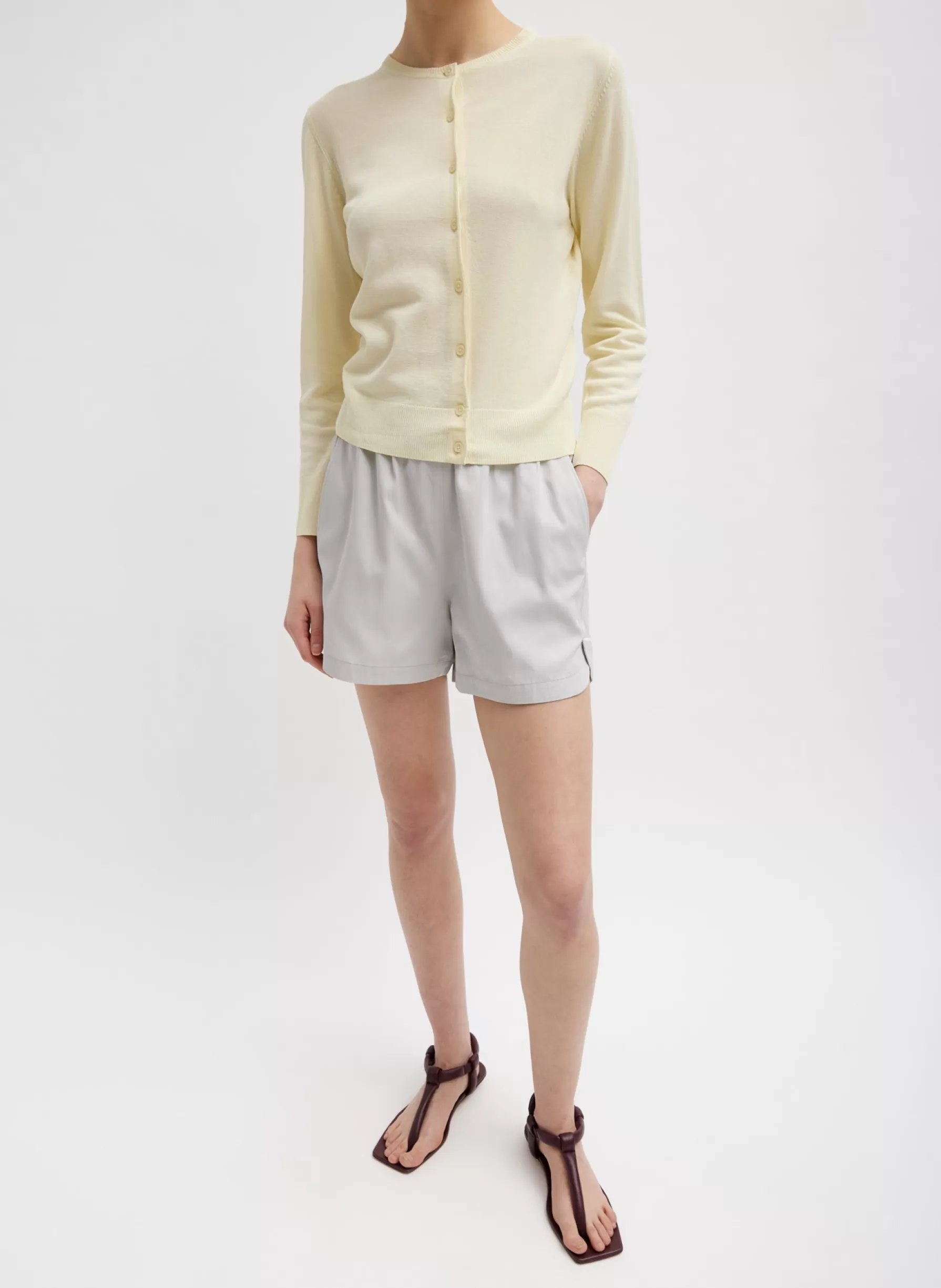 Tibi Crispy Sweater Shrunken Cardigan Butter Outlet