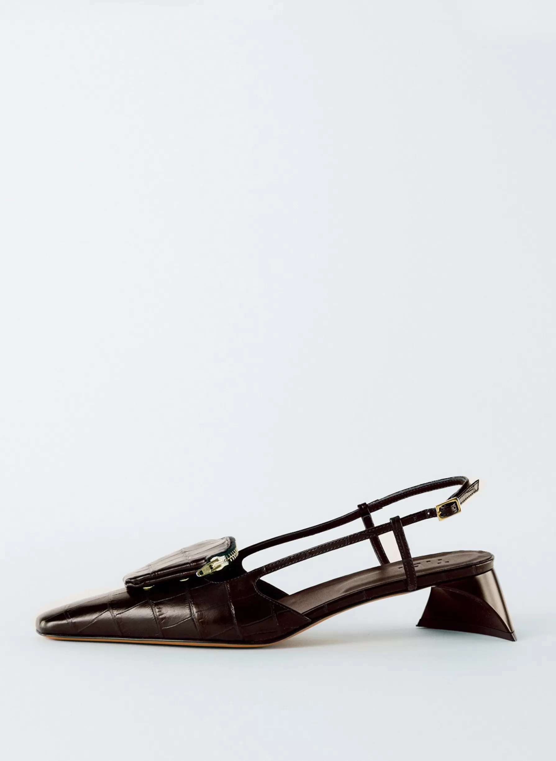 Tibi Croc Print Victor Slingback Brown Best