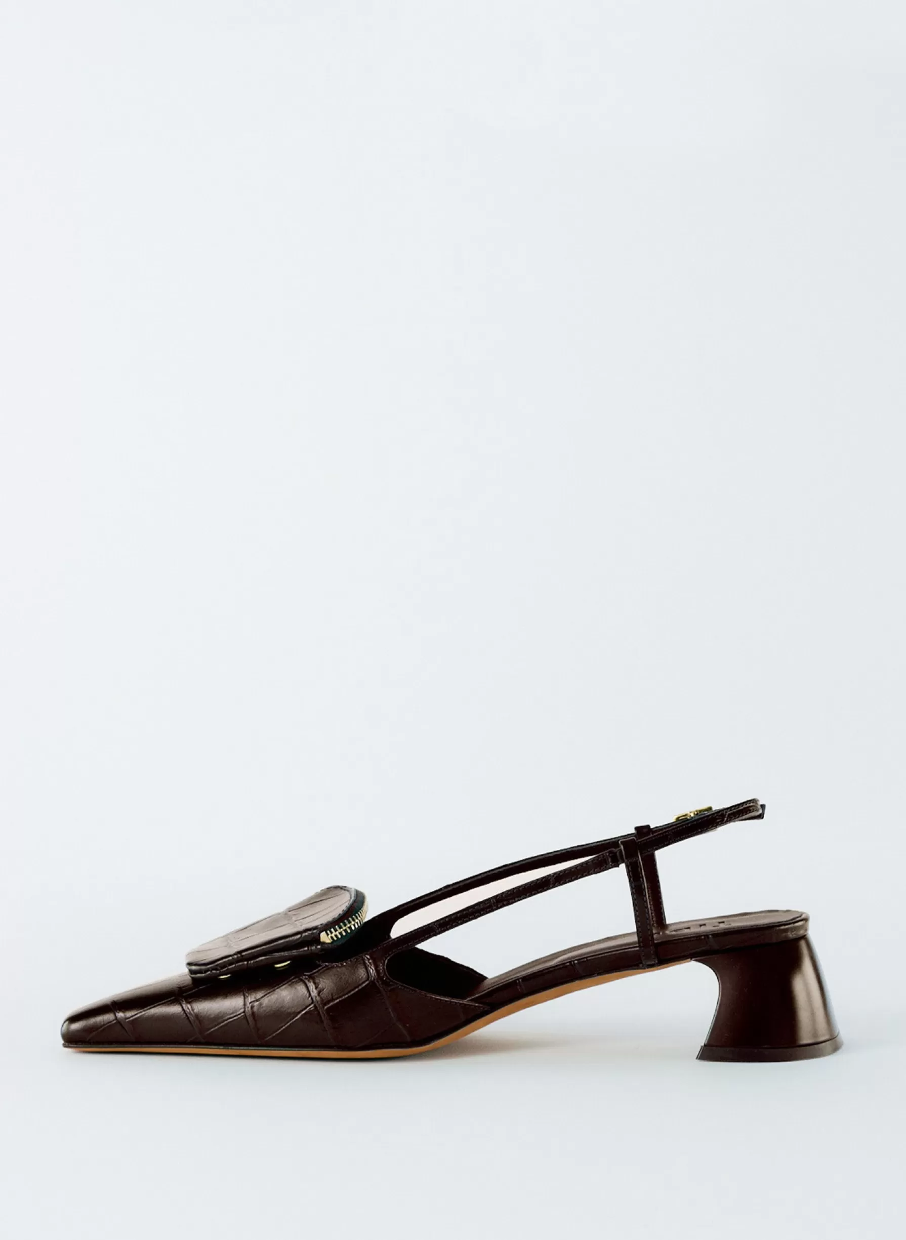 Tibi Croc Print Victor Slingback Brown Best