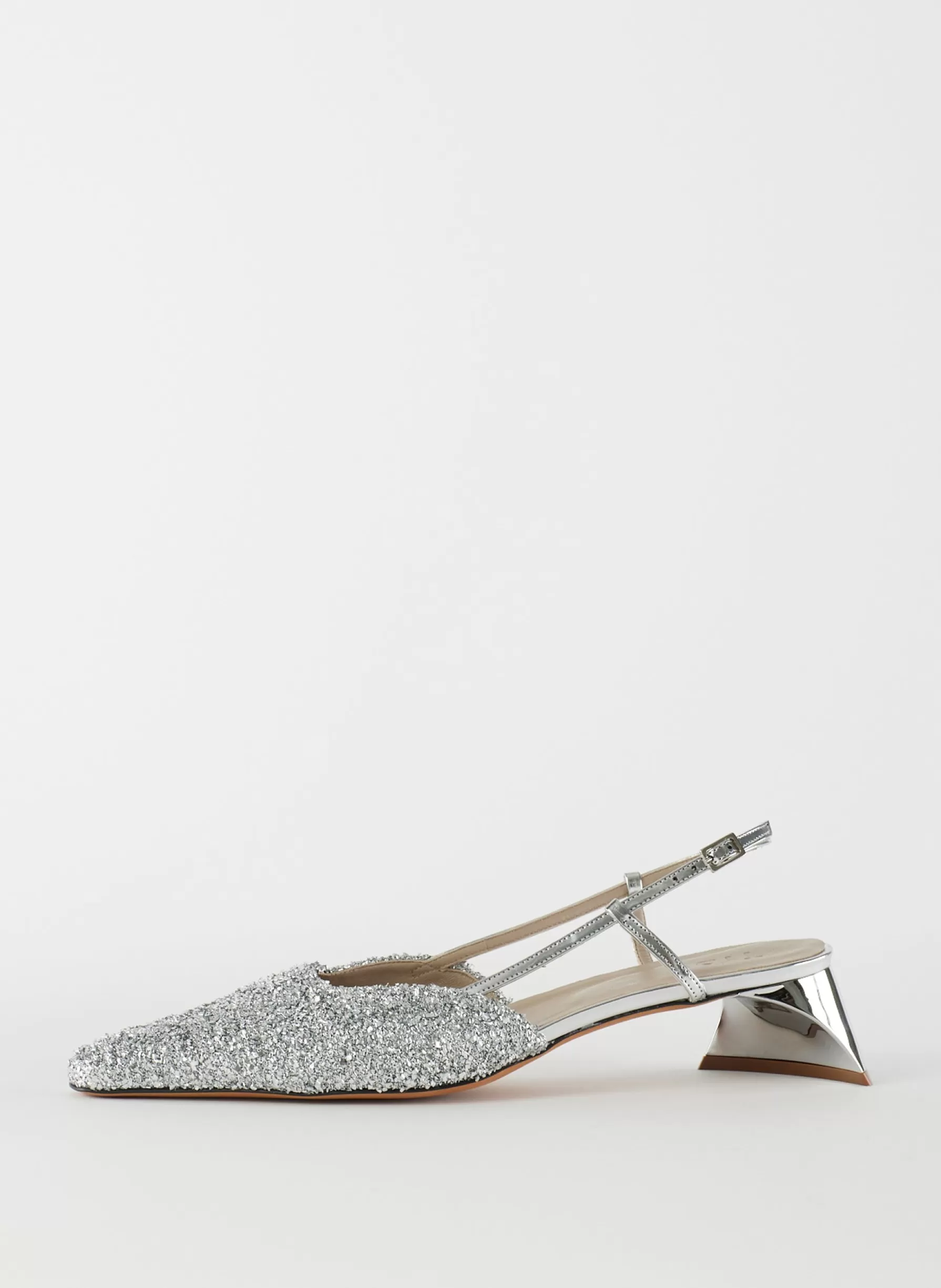 Tibi Curly Victor Slingback Silver Outlet