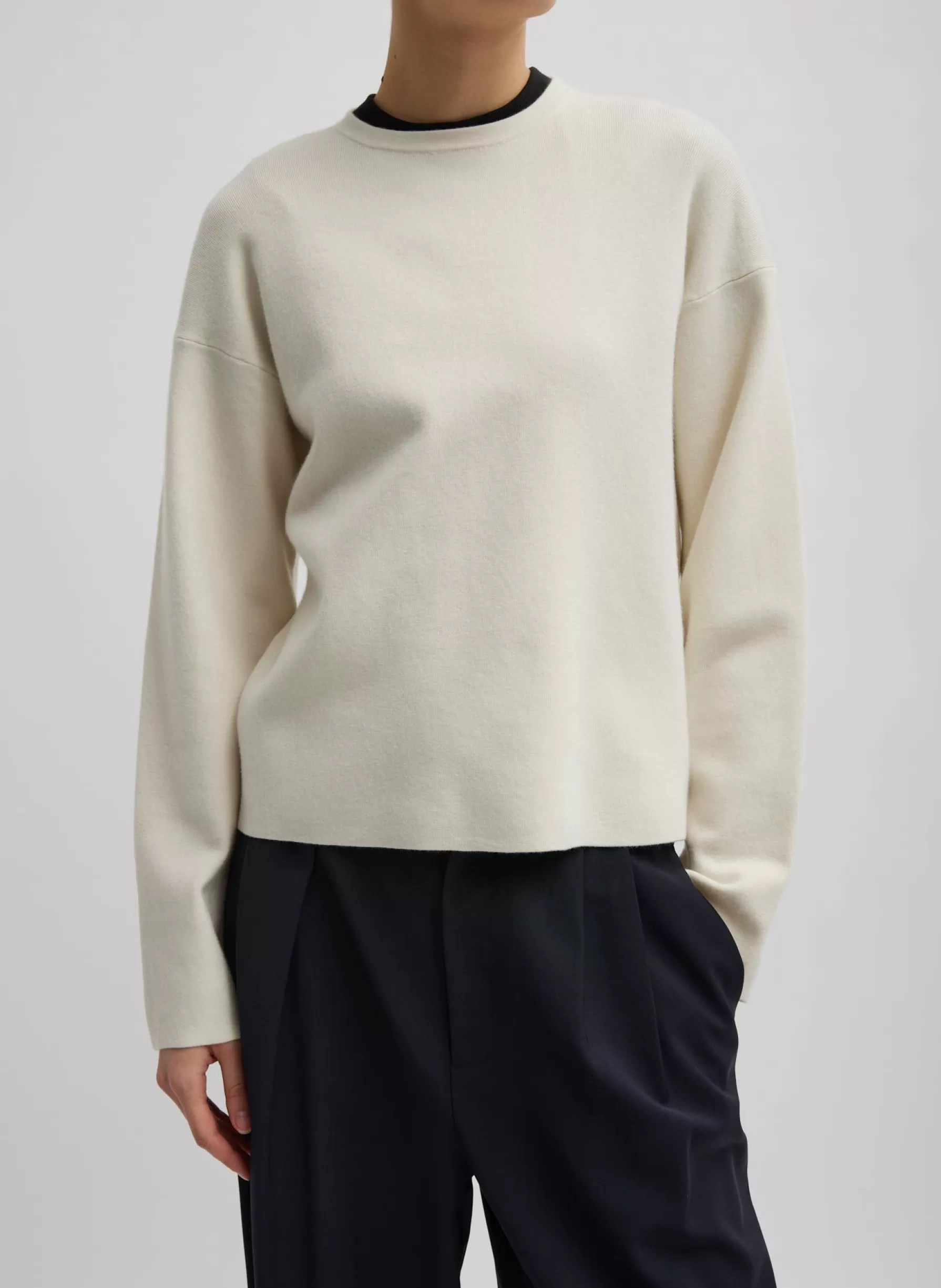 Tibi Double Faced Cashmere Oversized Easy Sweater Cream Cheap