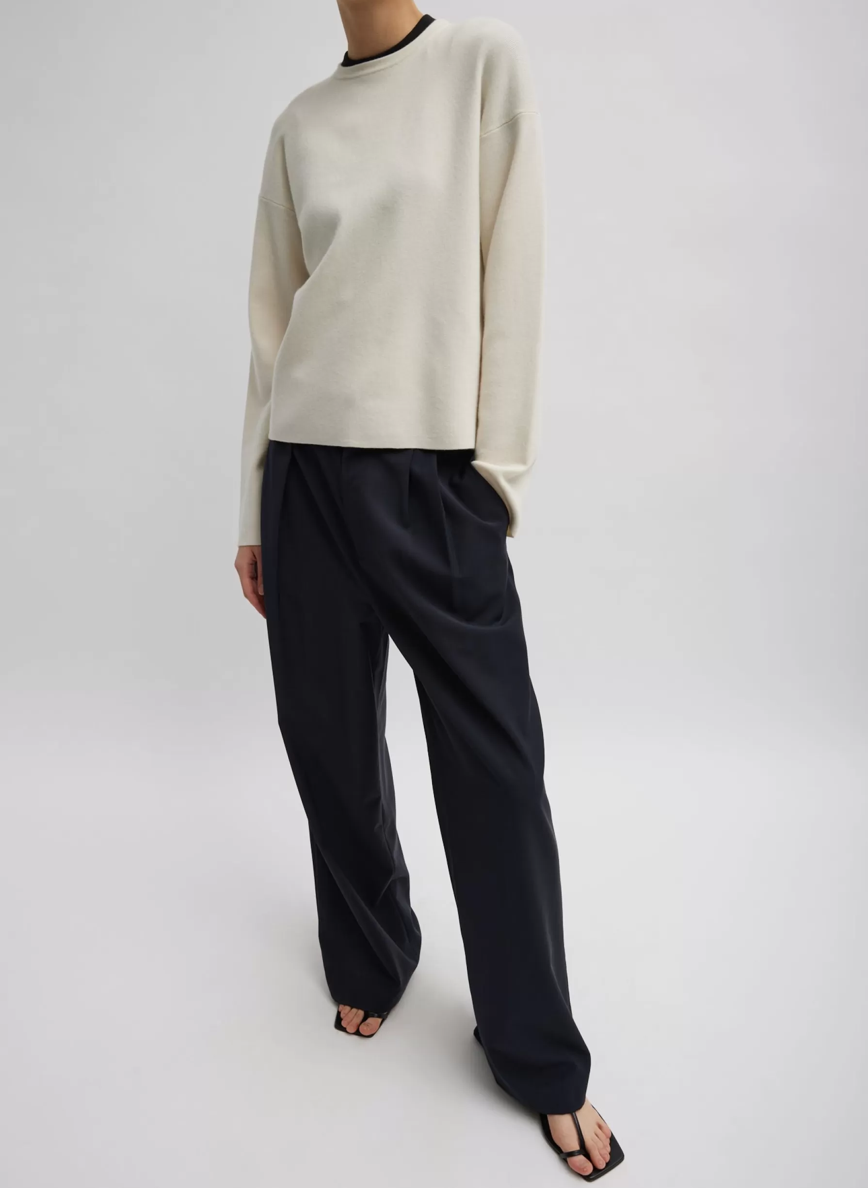 Tibi Double Faced Cashmere Oversized Easy Sweater Cream Cheap