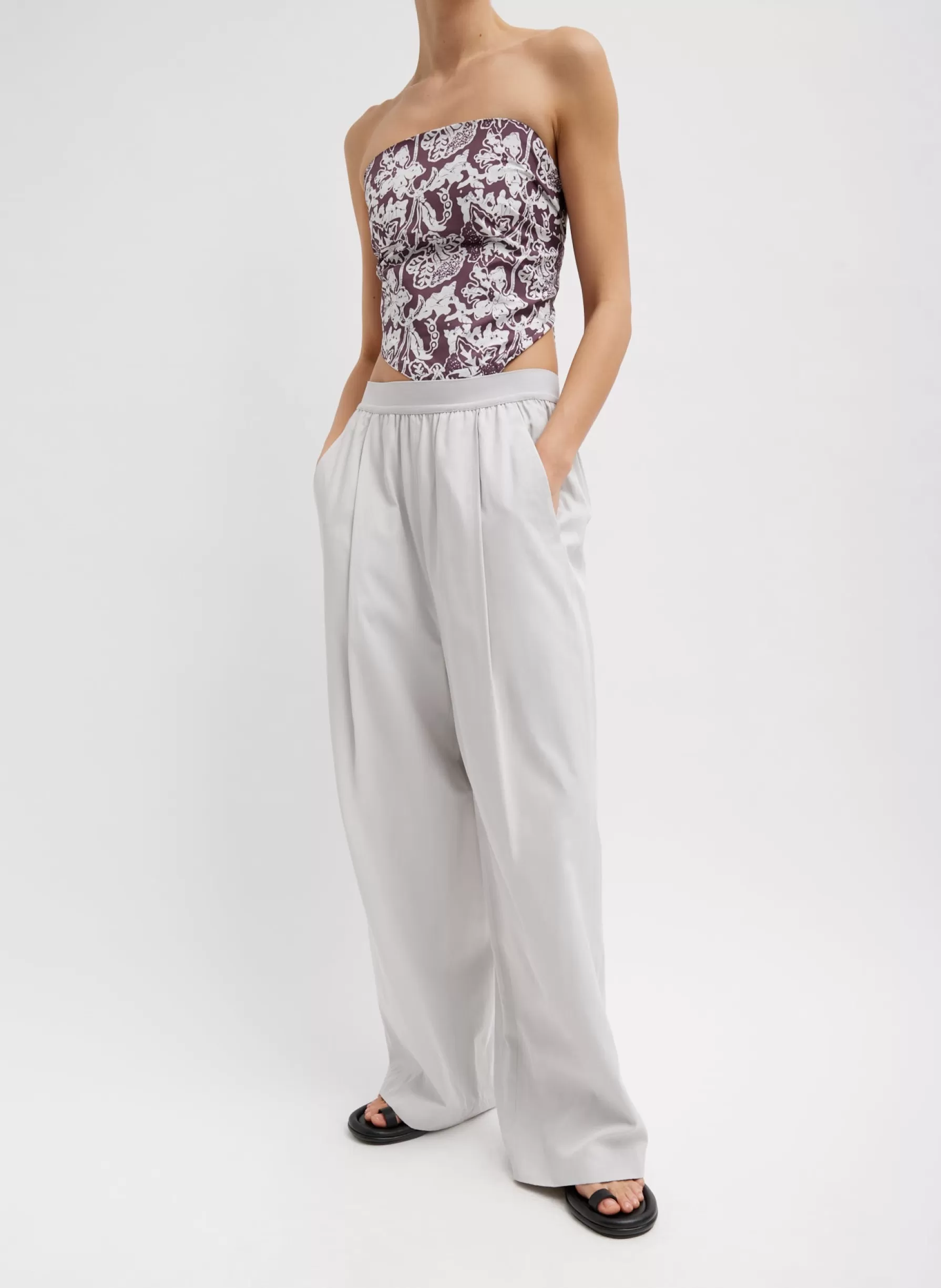 Tibi Drapey Suiting Marit Pull On Pant Stone New