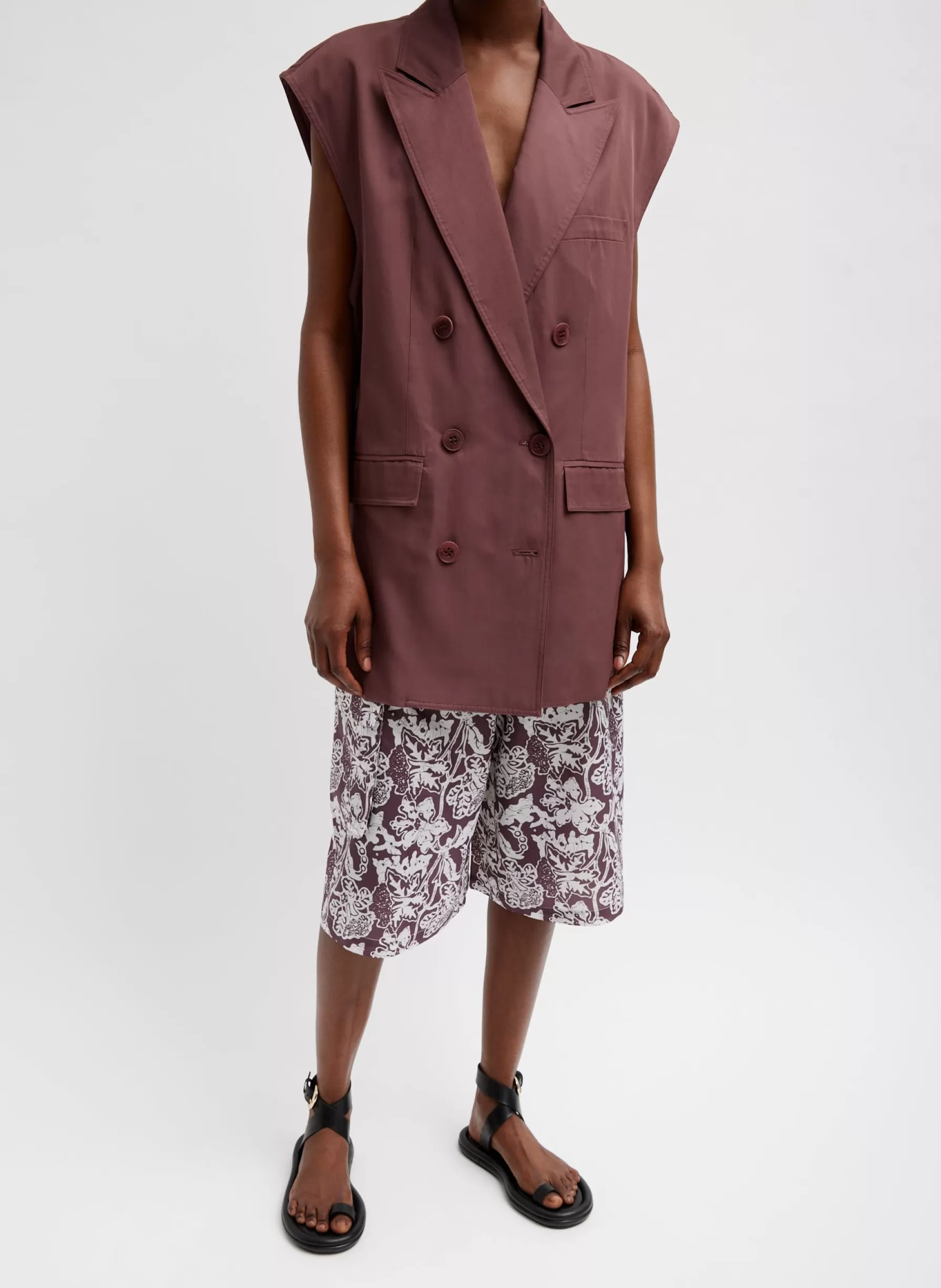 Tibi Drapey Suiting Oversized Double Breasted Vest Cinnamon Online