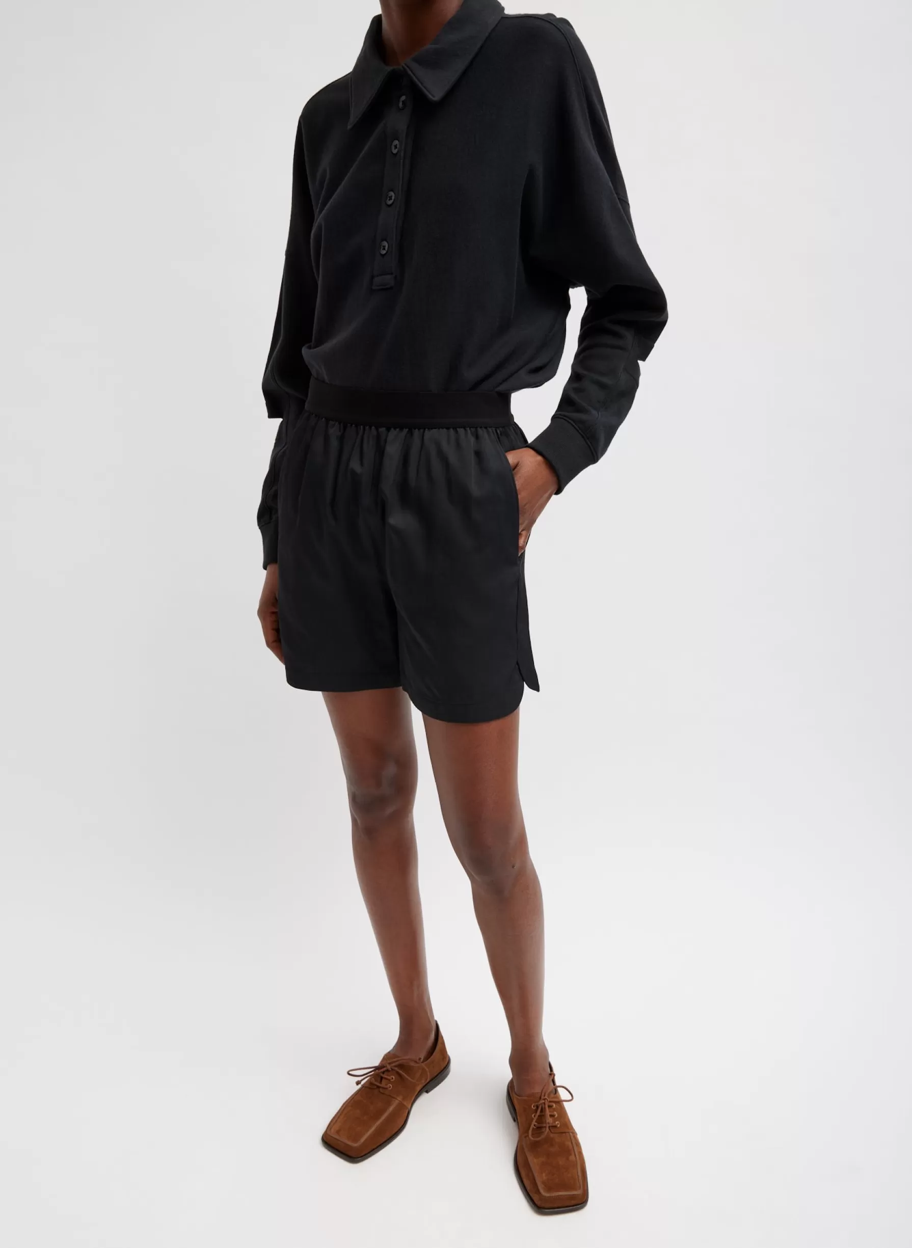 Tibi Drapey Suiting Pull On Short Black Hot