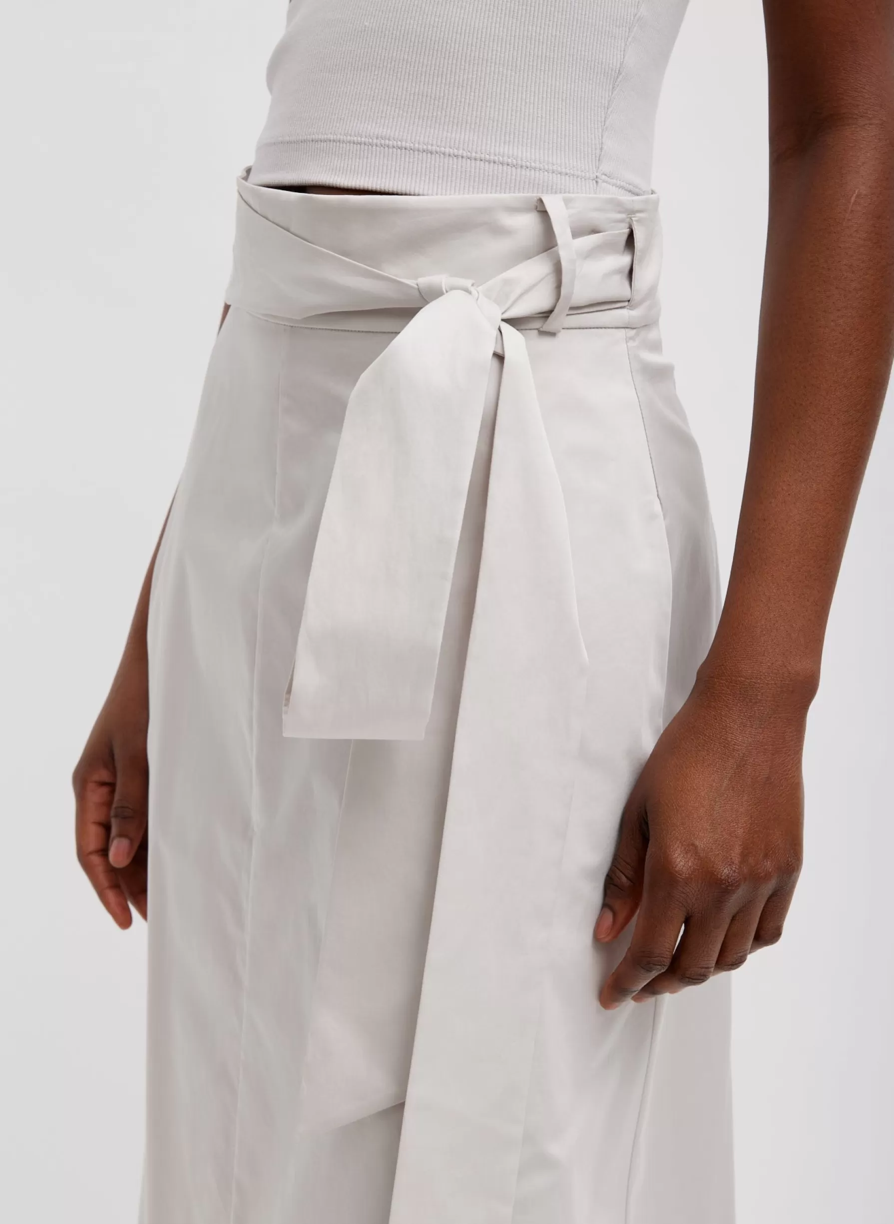 Tibi Eco Poplin Back Wrap Skirt Stone Best