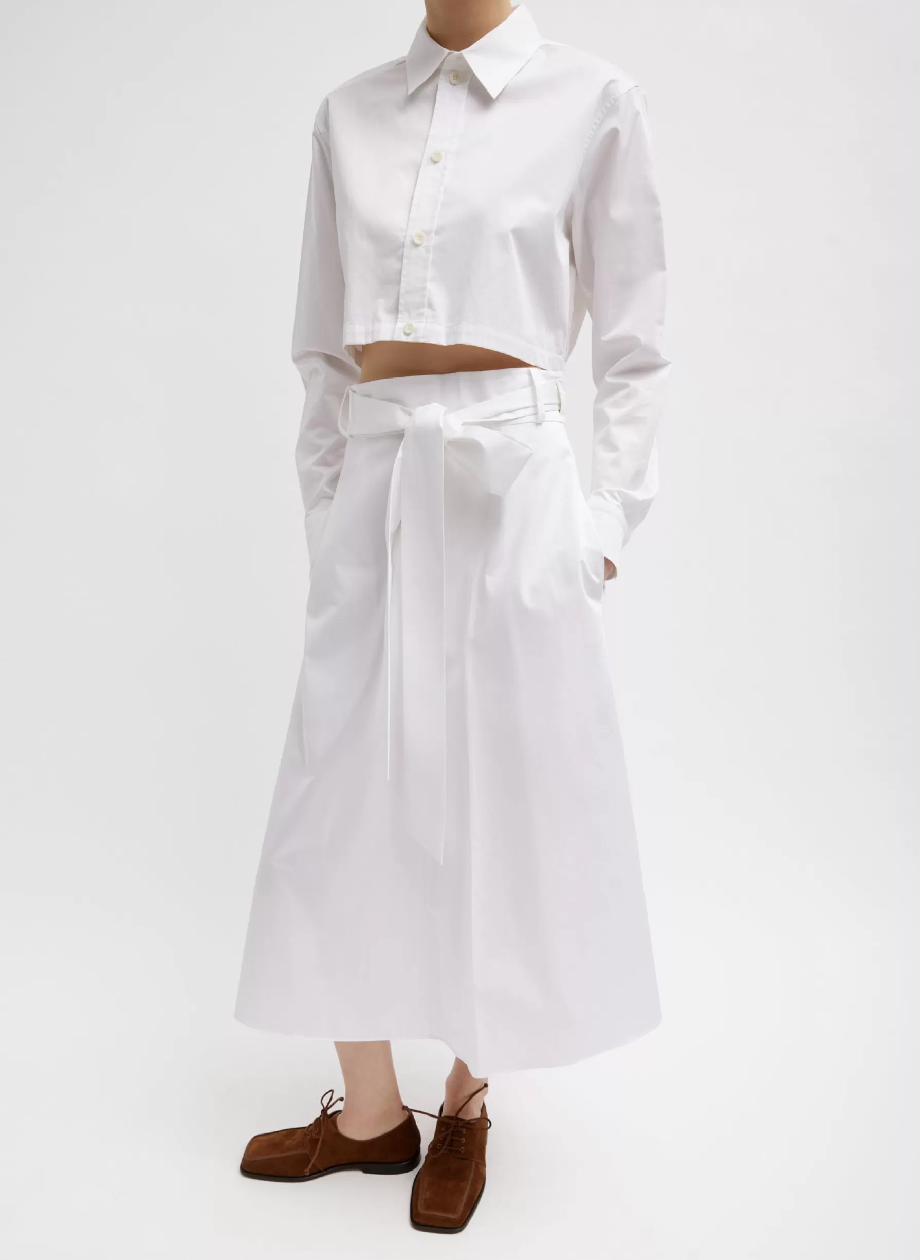 Tibi Eco Poplin Back Wrap Skirt White Best Sale