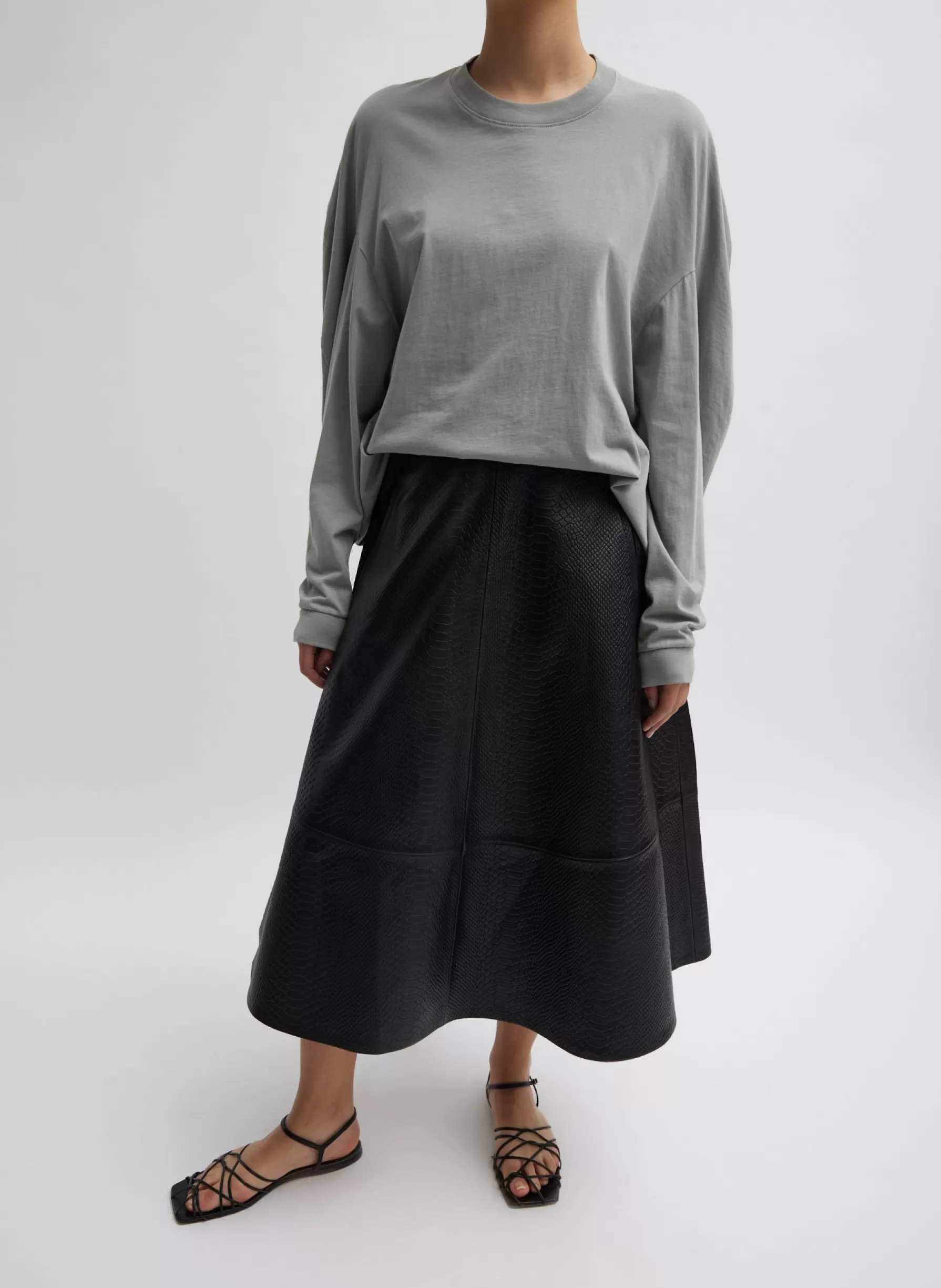 Tibi Embossed Python Circle Skirt Black Shop