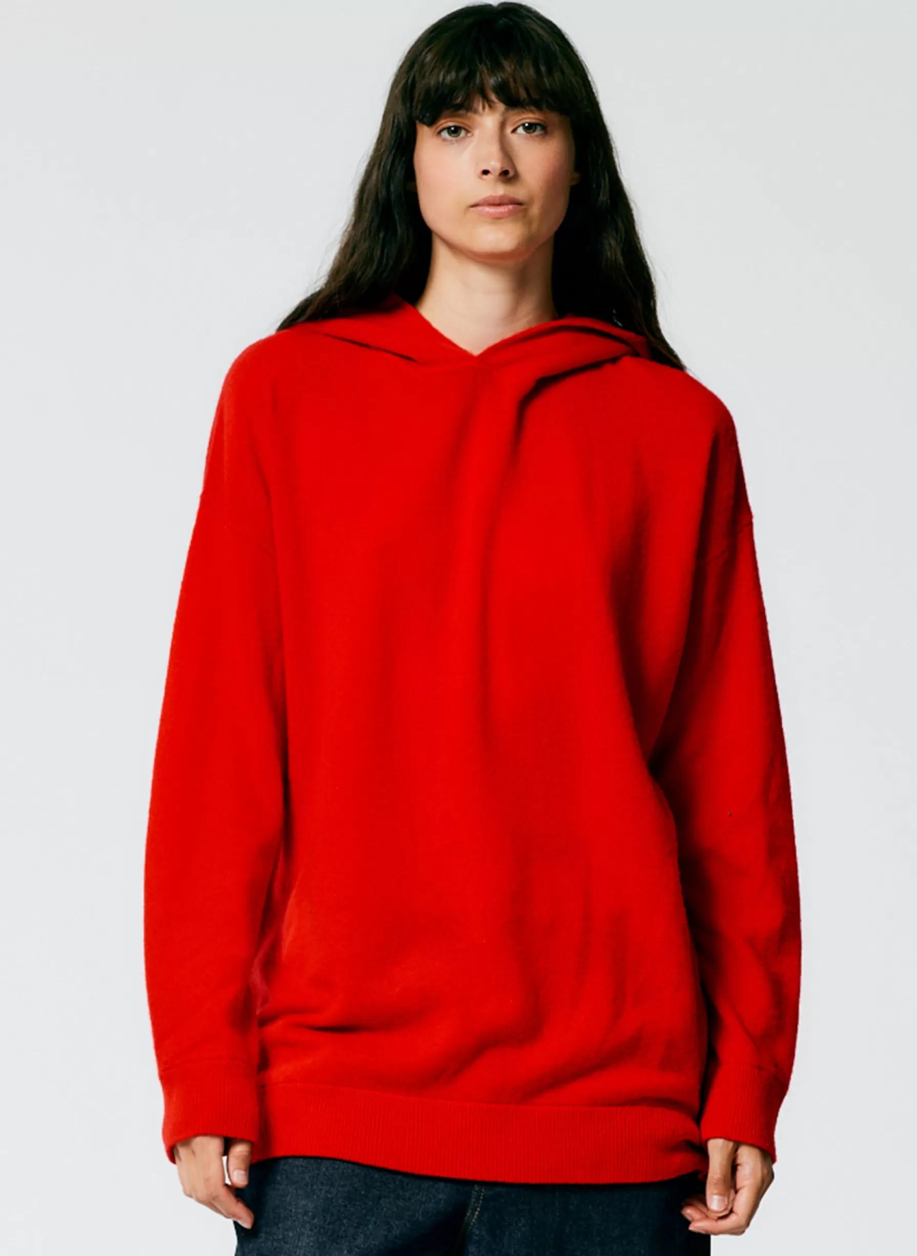 Tibi Feather Weight Cashmere Easy Mens Hoodie Red Best