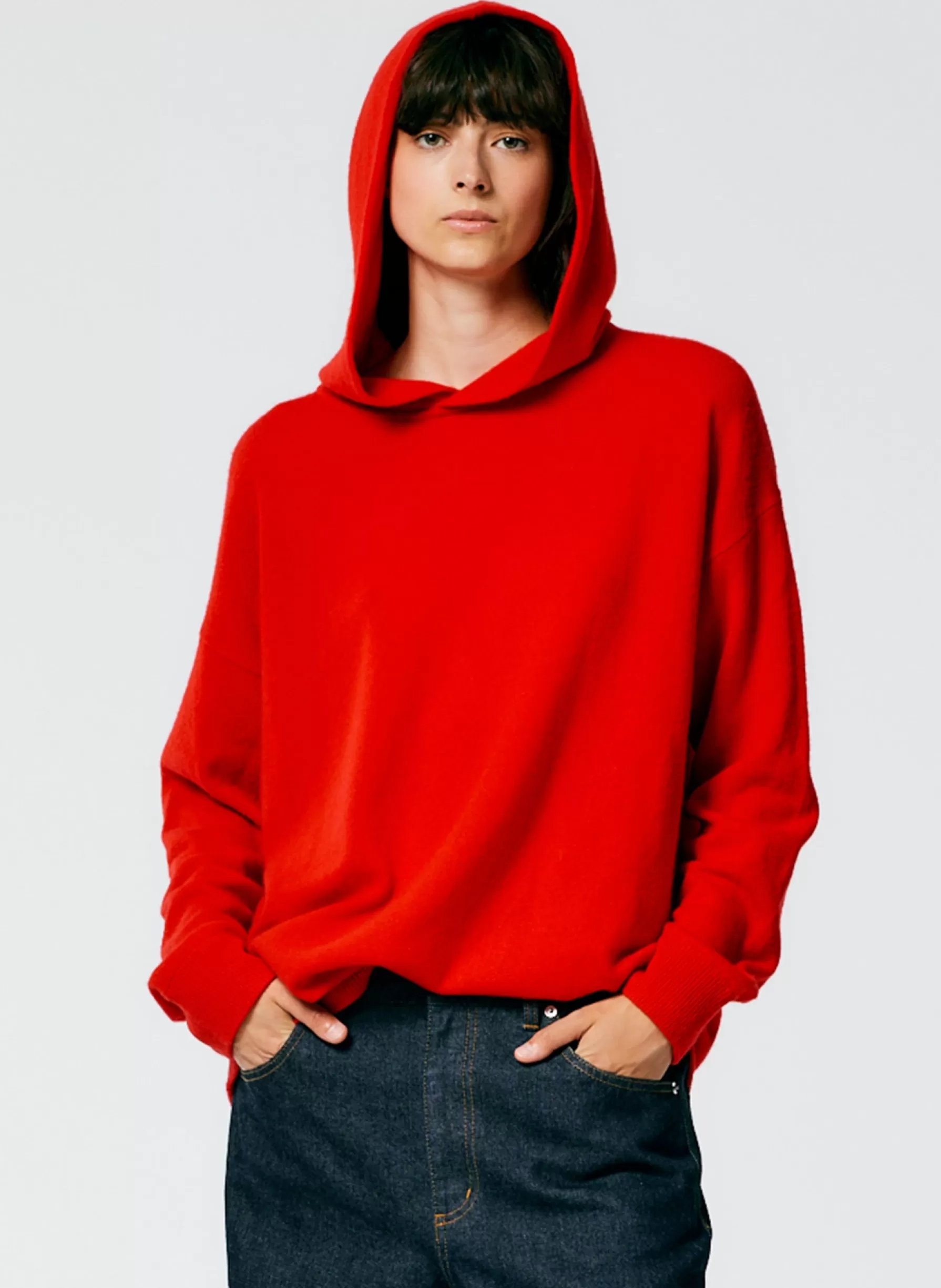 Tibi Feather Weight Cashmere Easy Mens Hoodie Red Best