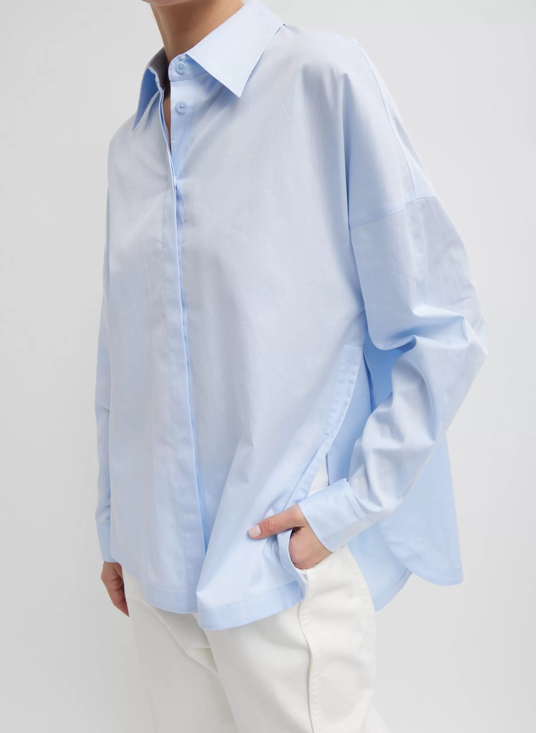 Tibi Gabe Oversized Shirt Blue New