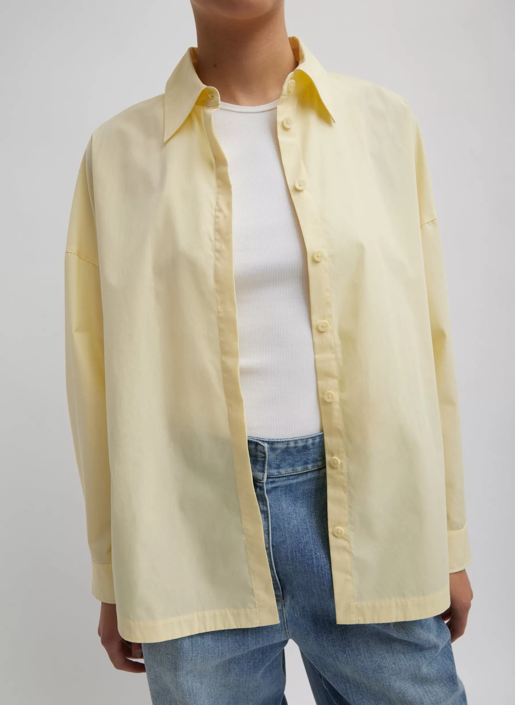 Tibi Gabe Oversized Shirt Lemon Ice Discount