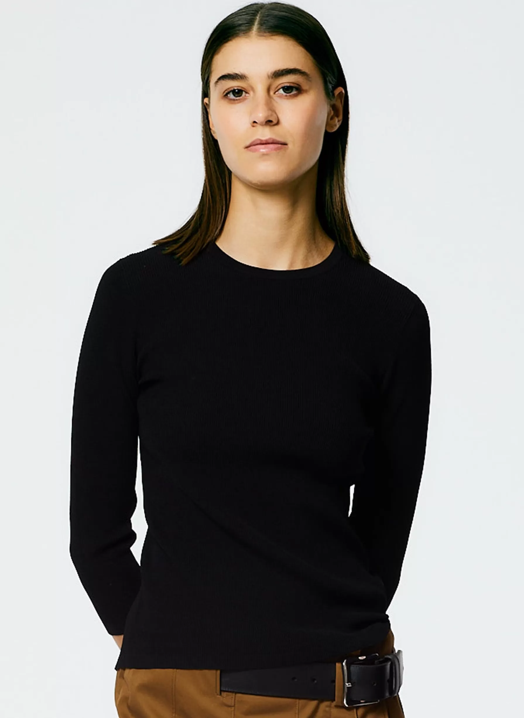 Tibi Giselle Stretch Sweater Circle Openback Pullover Black New