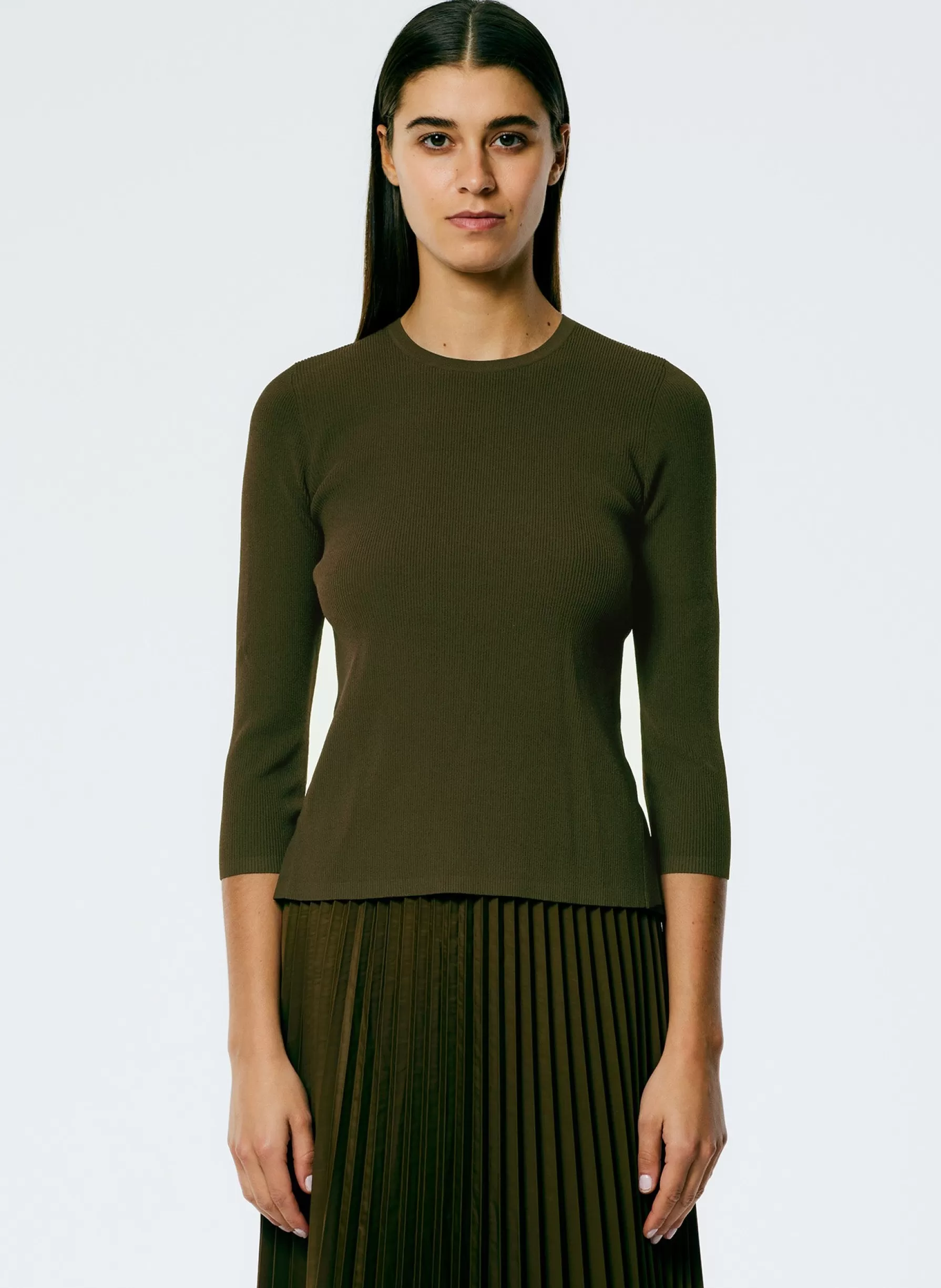 Tibi Giselle Stretch Sweater Circle Openback Pullover Wood Store