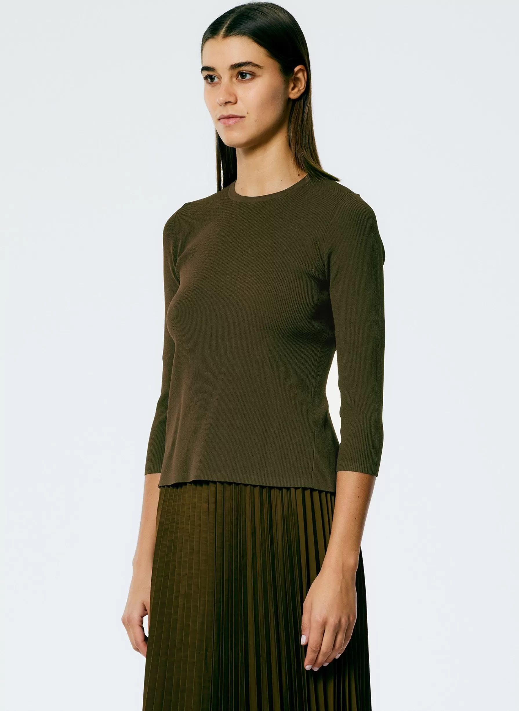 Tibi Giselle Stretch Sweater Circle Openback Pullover Wood Store