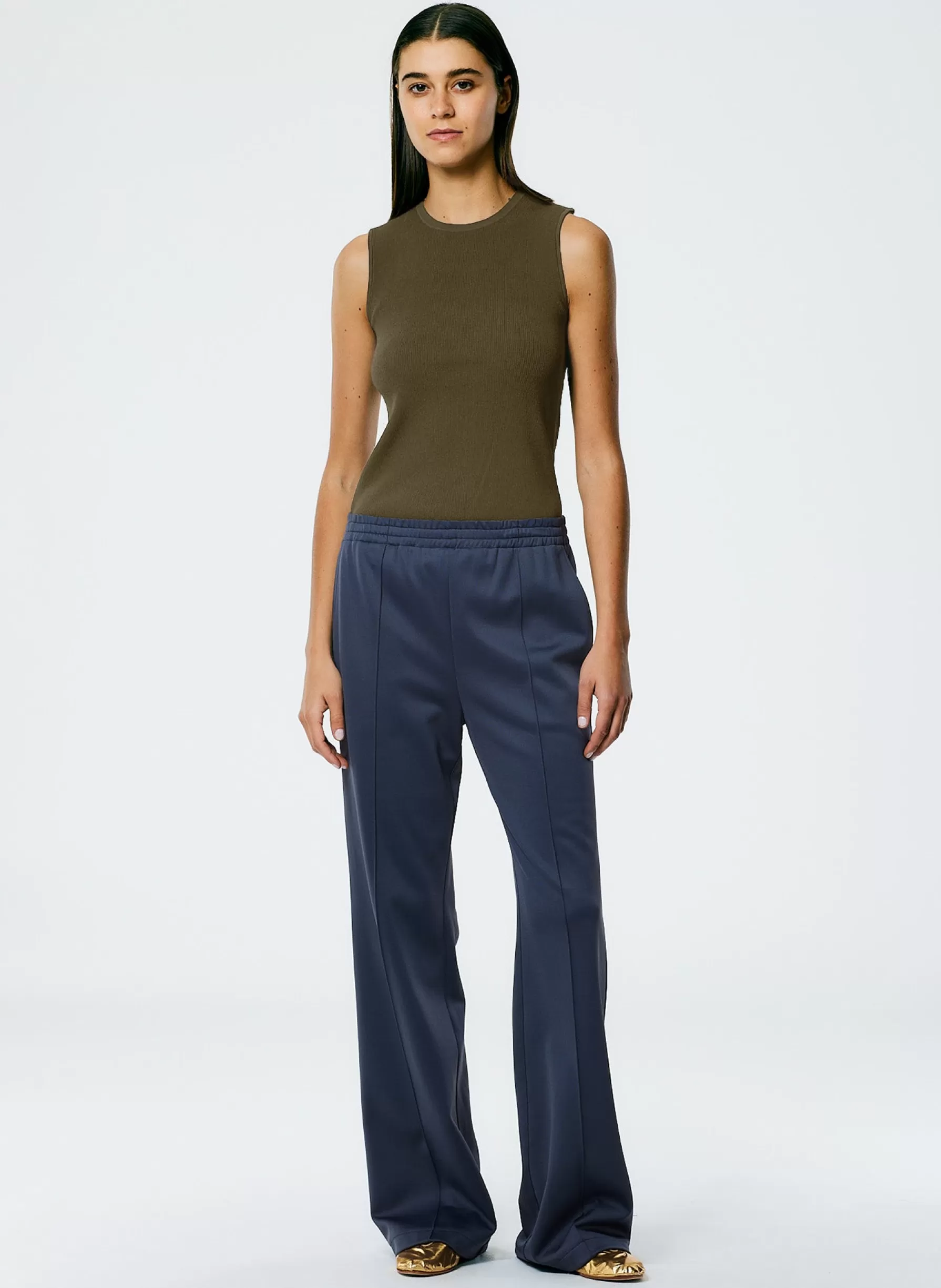 Tibi Giselle Stretch Sweater Circle Openback Tank Wood Clearance