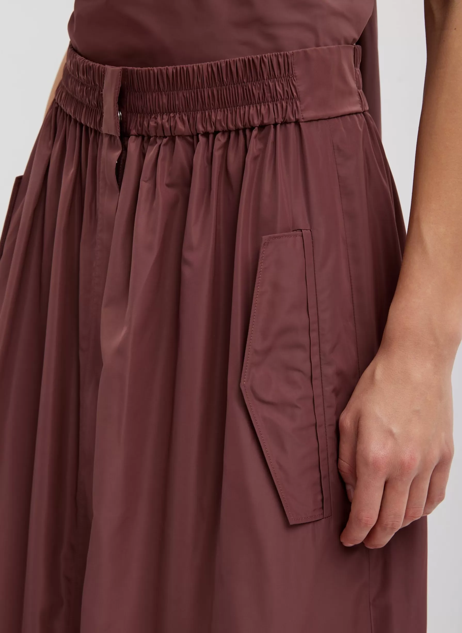 Tibi Italian Sporty Nylon Full Skirt Cinnamon Clearance