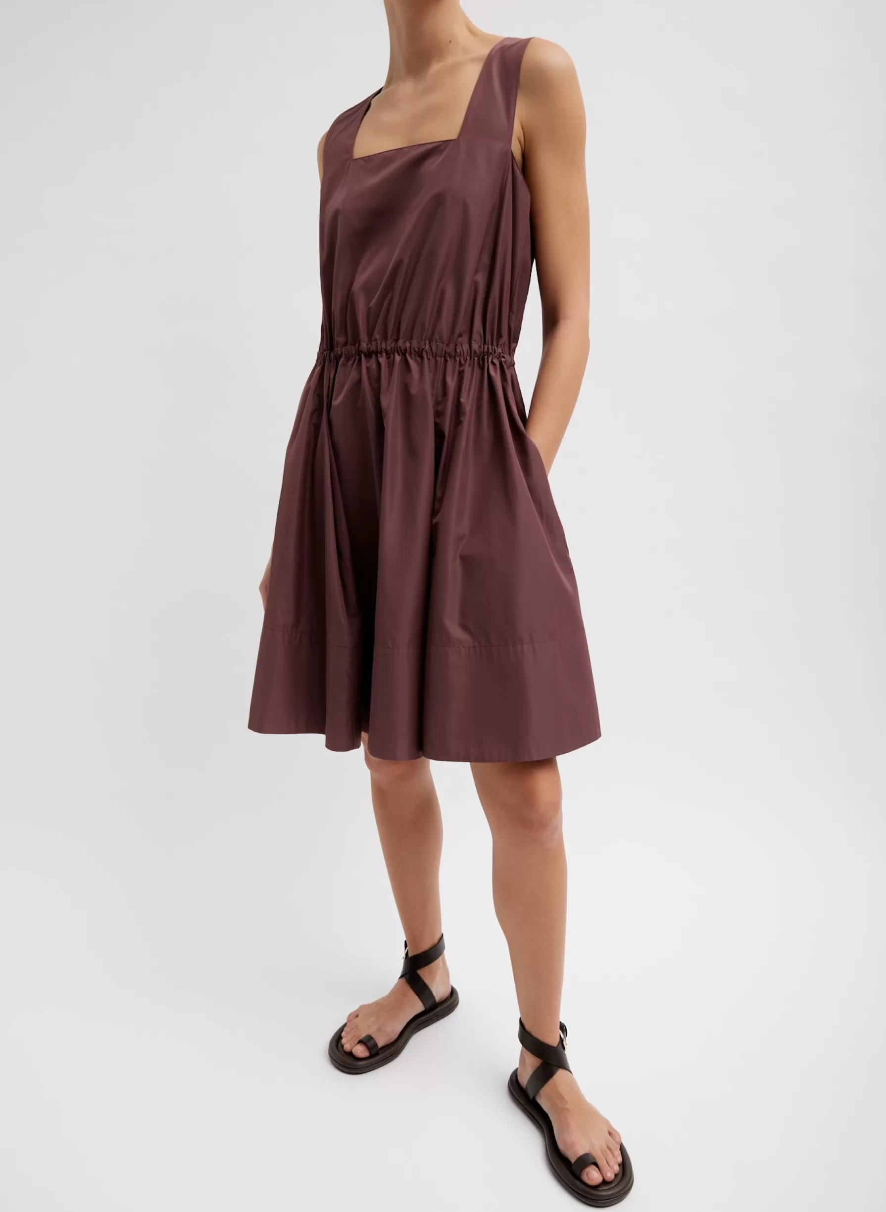 Tibi Italian Sporty Nylon Short Tank Dress Cinnamon Cheap