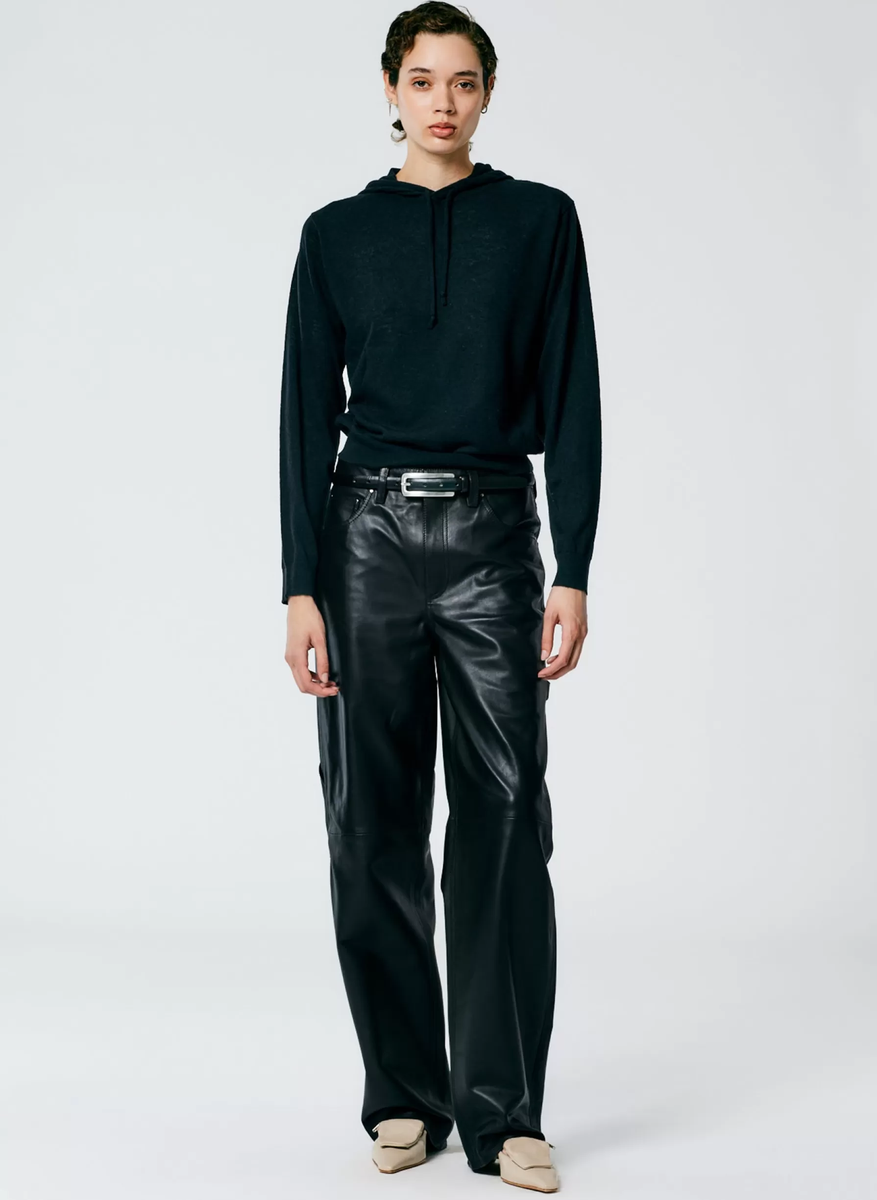 Tibi Leather Slouchy Carpenter Pant Black Online