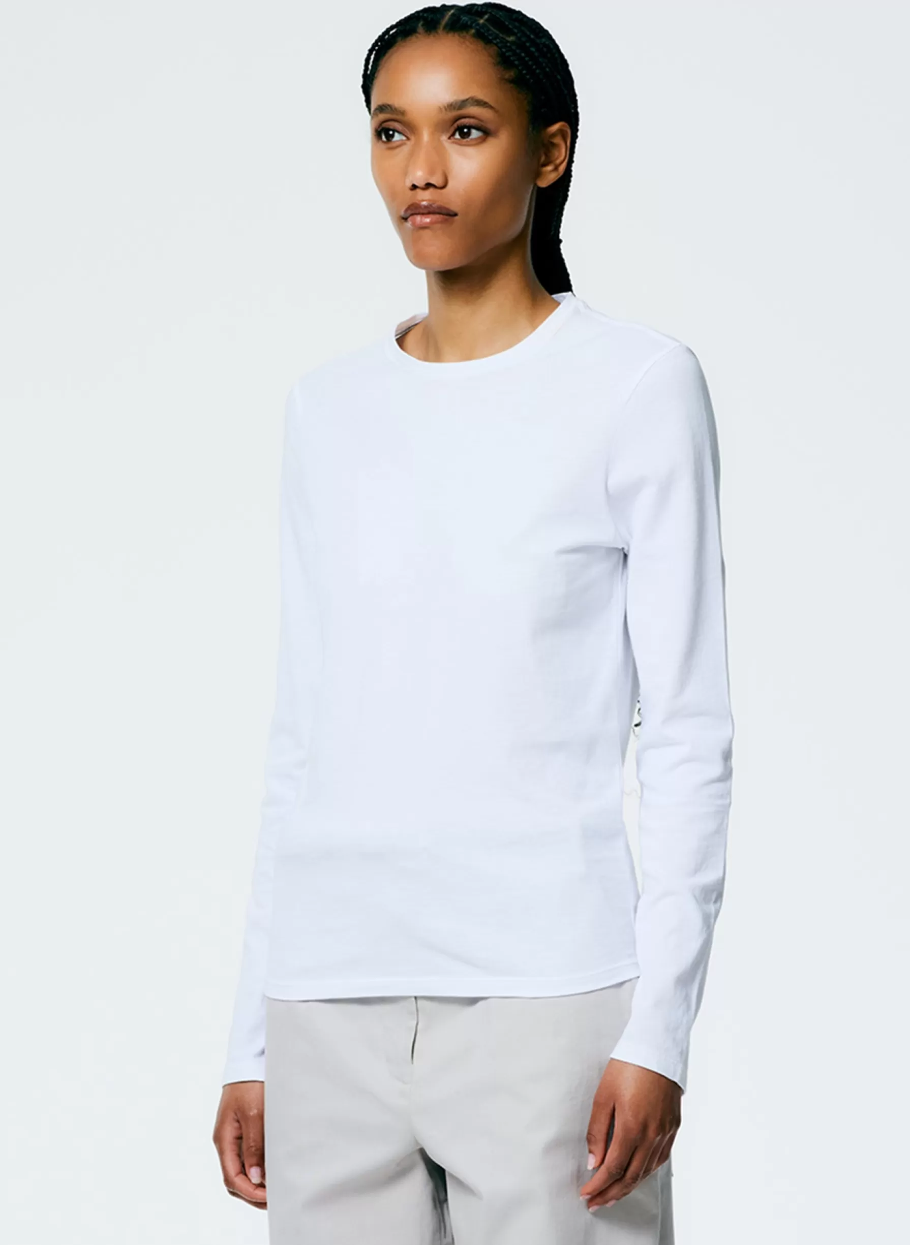 Tibi Long Sleeve Fitted T-Shirt White Cheap