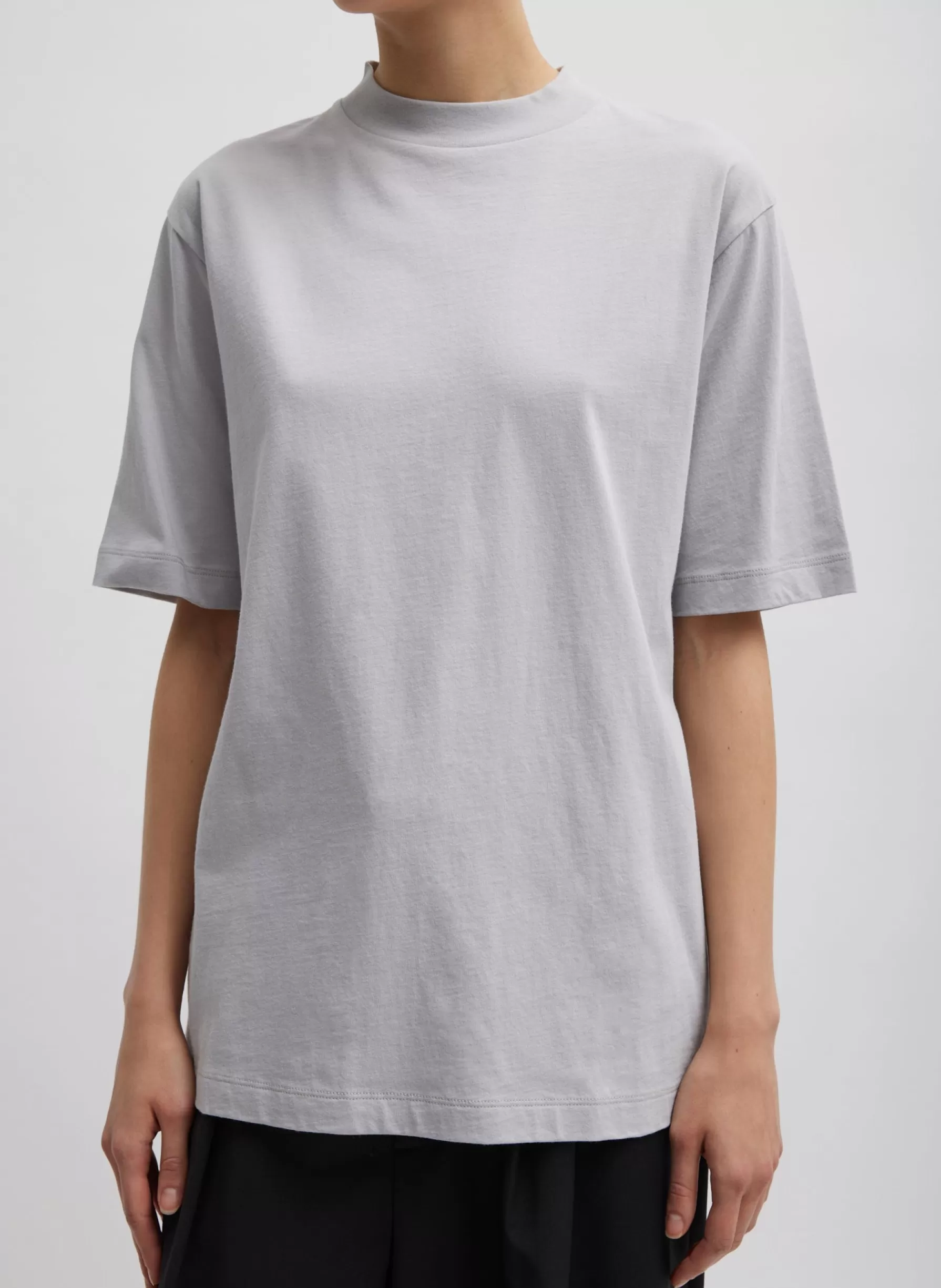 Tibi Mock Neck Unisex T-Shirt Greystone Hot