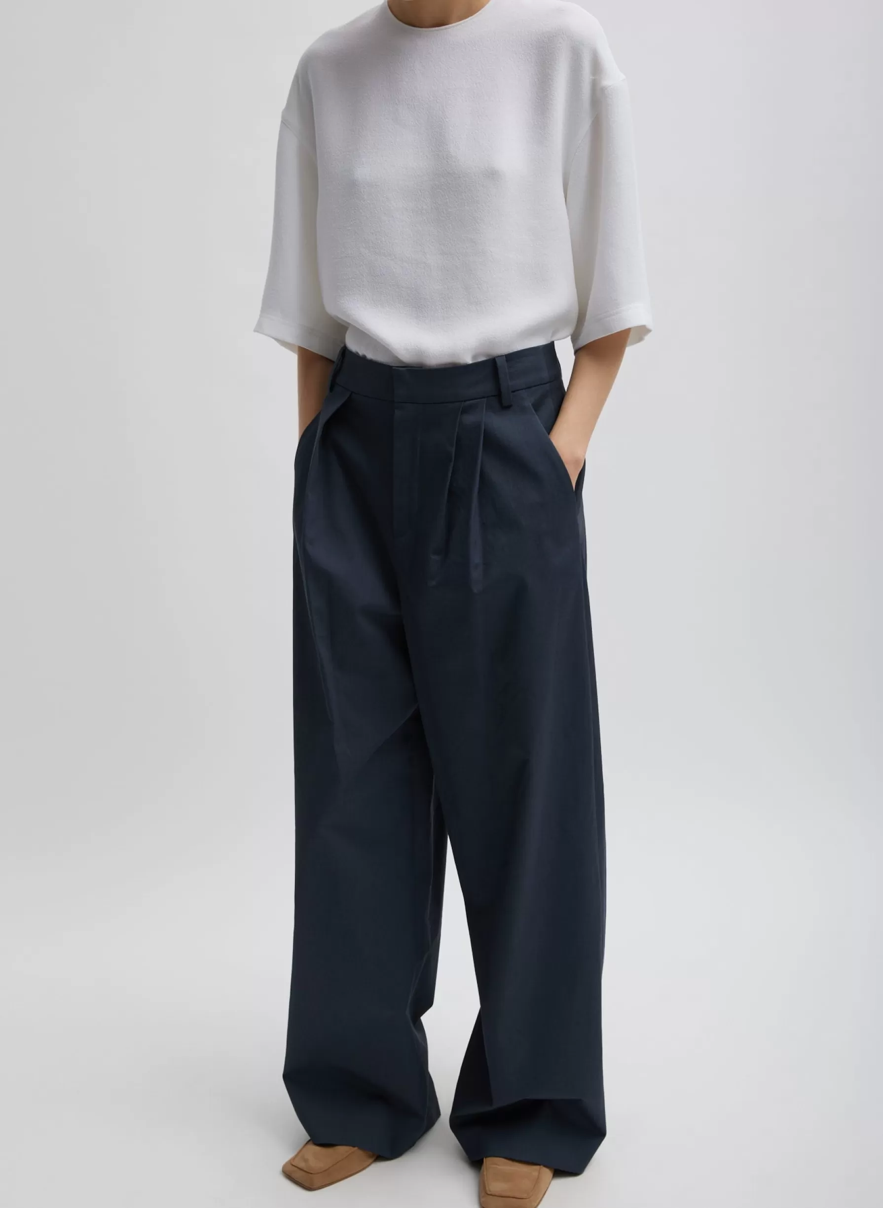 Tibi Oliver Cotton Stretch Tricotine Stella Pant Slate Blue Sale