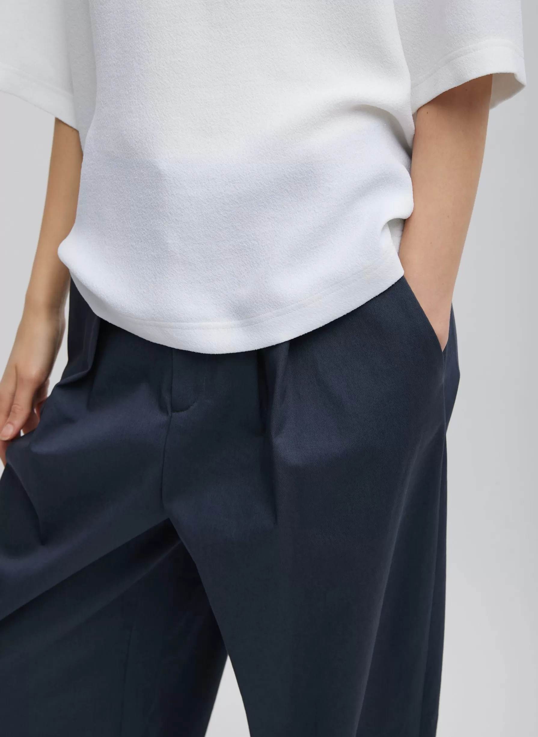 Tibi Oliver Cotton Stretch Tricotine Stella Pant Slate Blue Sale