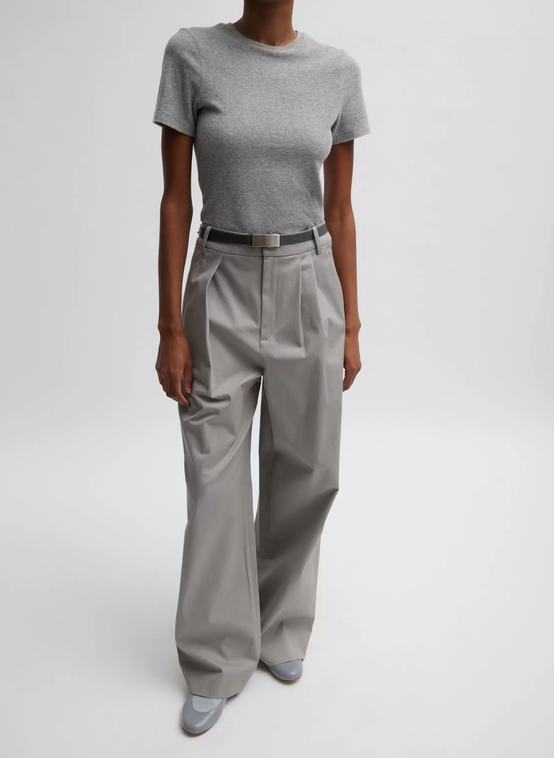 Tibi Oliver Cotton Stretch Tricotine Stella Pant Grey Moon Flash Sale